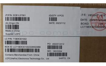 Lenovo 5CB1L57561 COVER KT6D0_A_COVER_AL_FHD_RGB_SUB_ASSY