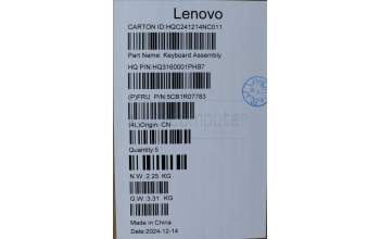 Lenovo 5CB1R07783 COVER UpASSYH83J1 SWS LG 3CELL ML NBL