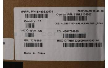 Lenovo 5H40S20575 HEATSINK Thermal module C 82S9_Peak