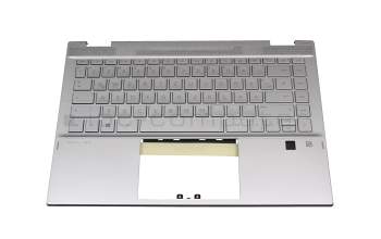 M01289-041 Original HP Tastatur inkl. Topcase DE (deutsch) silber/silber mit Backlight Fingerprint / Hintergrundbeleuchtung