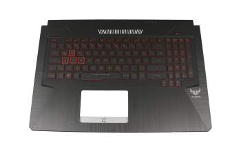 V170762EE1 Original Sunrex Tastatur inkl. Topcase DE (deutsch) schwarz/rot/schwarz mit Backlight