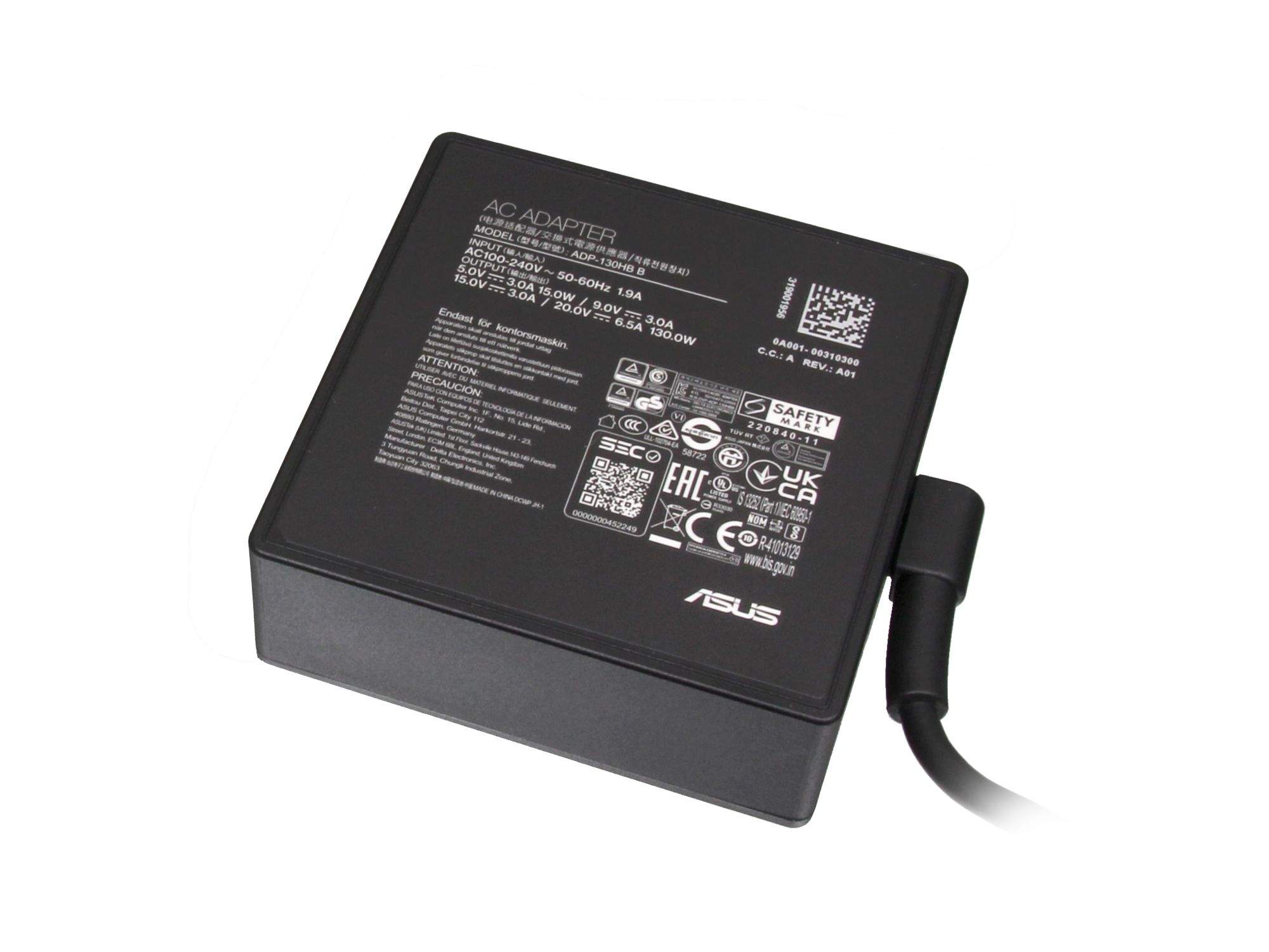 ASUS 0A001-00310400 USB-C Netzteil 130 Watt kantige Bauform