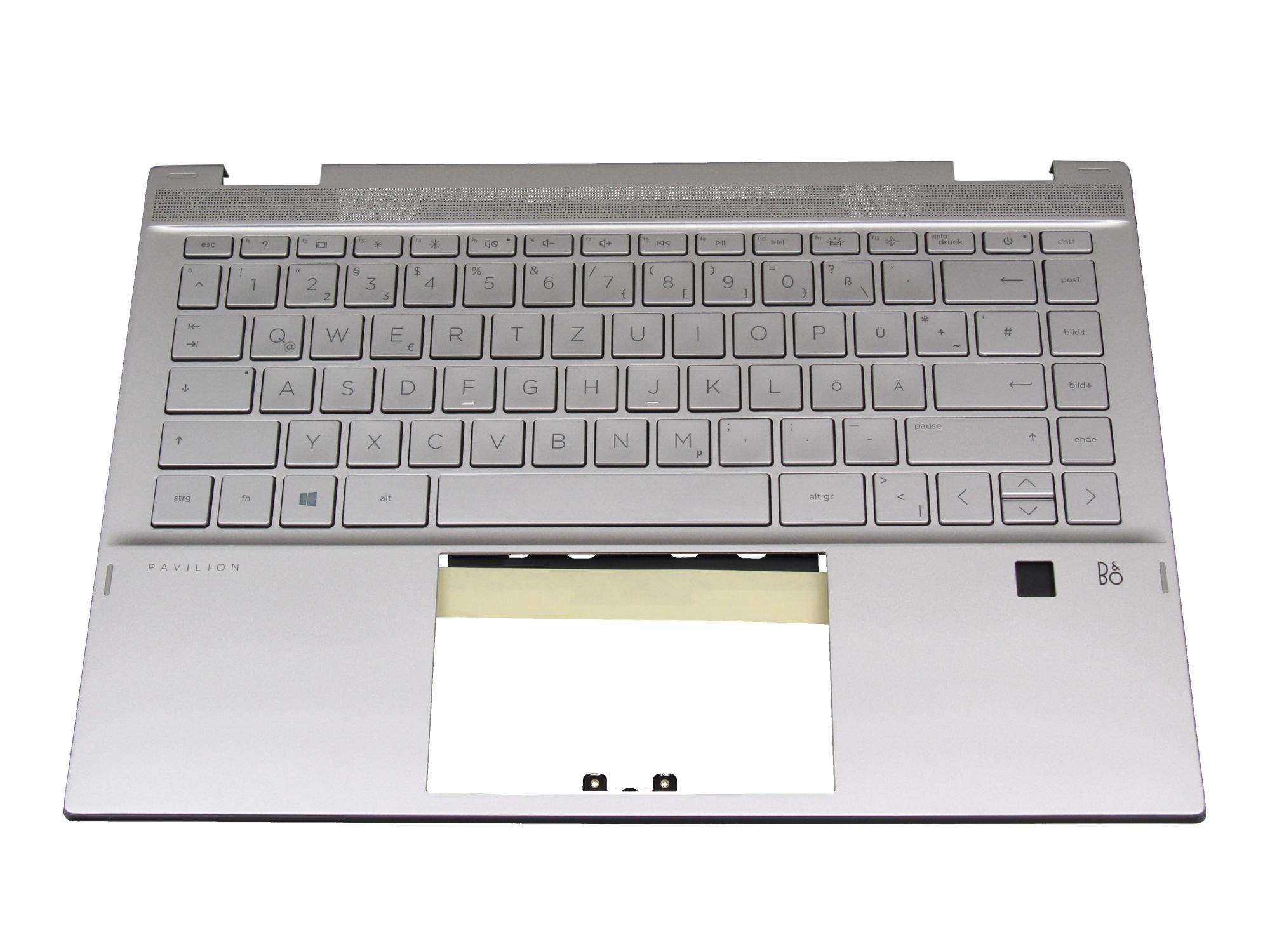 HP 6070B1745001 Tastatur inkl. Topcase DE (deutsch) silber/silber mit Backlight Fingerprint / Hinter