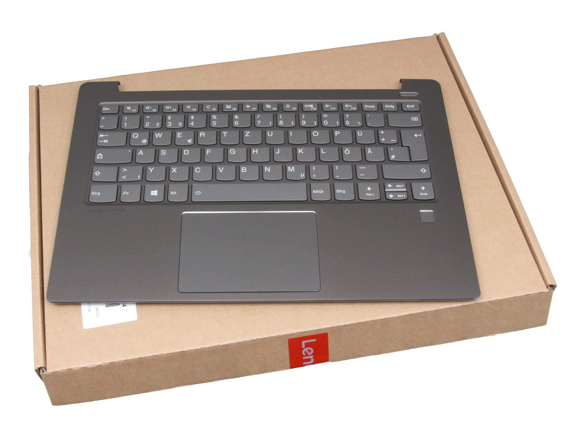 LENOVO ET171000100 Tastatur inkl. Topcase DE (deutsch) grau/grau mit Backlight (fingerprint)