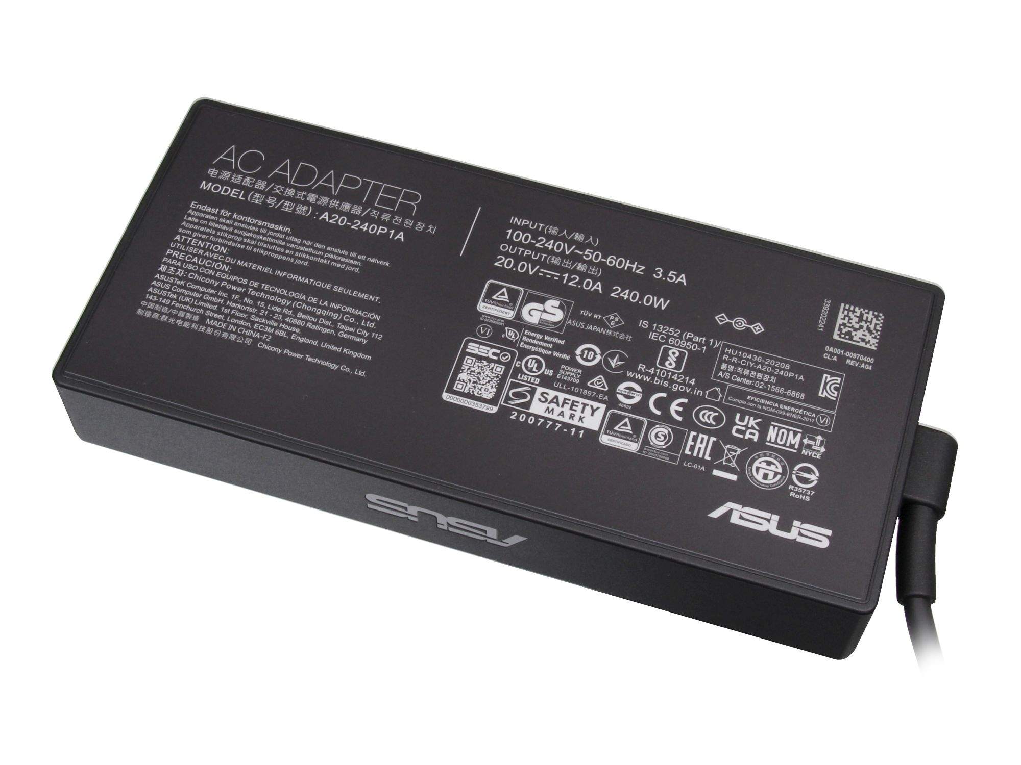 ASUS Netzteil 240,0 Watt kantige Bauform für Asus ROG Flow X16 GV601RM