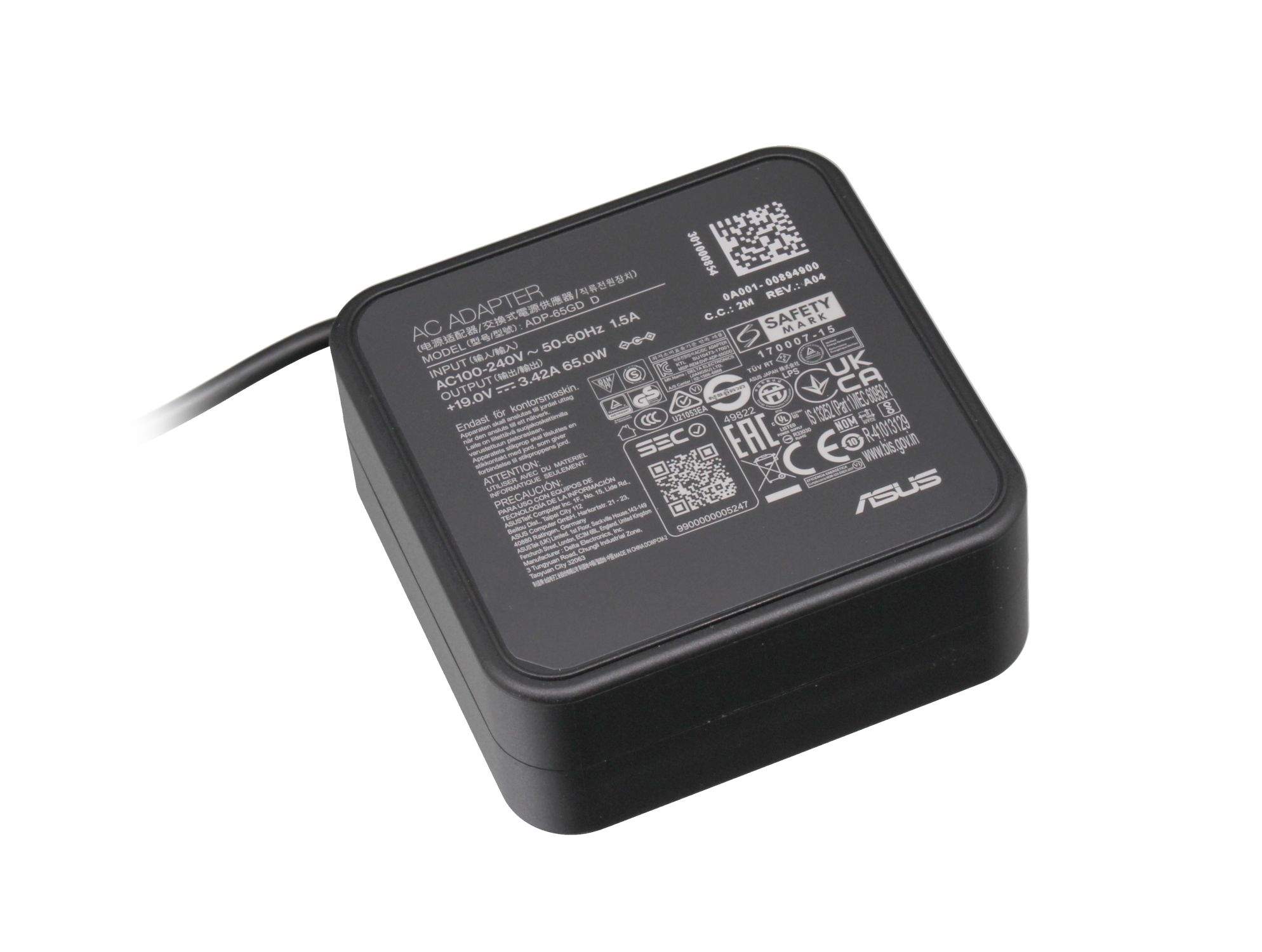 SAGER Netzteil 65,0 Watt abgerundete Bauform für Sager Notebook NP7259 (N155RF1-G)