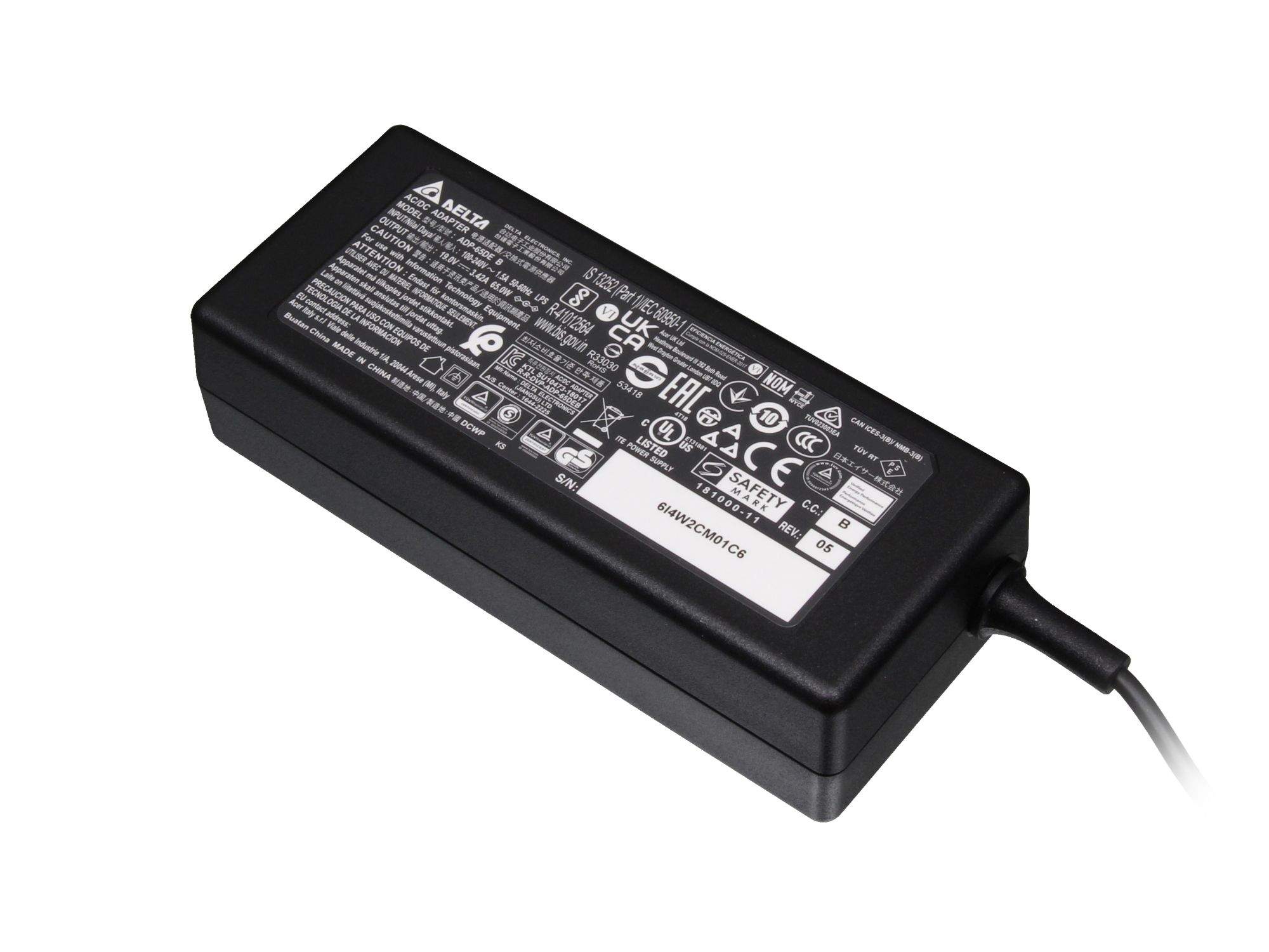 ACER Netzteil 65 Watt - schwarz Original für Acer TravelMate 5515WLMi Serie
