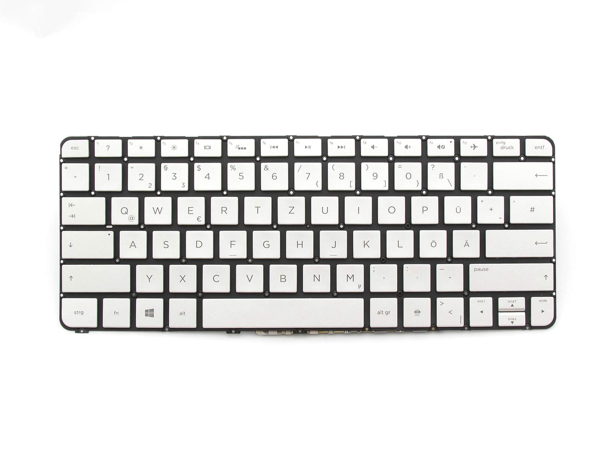 HP Tastatur, deutsch (DE) mit Backlight - silber für Hewlett Packard Spectre x360 13-4000 Serie