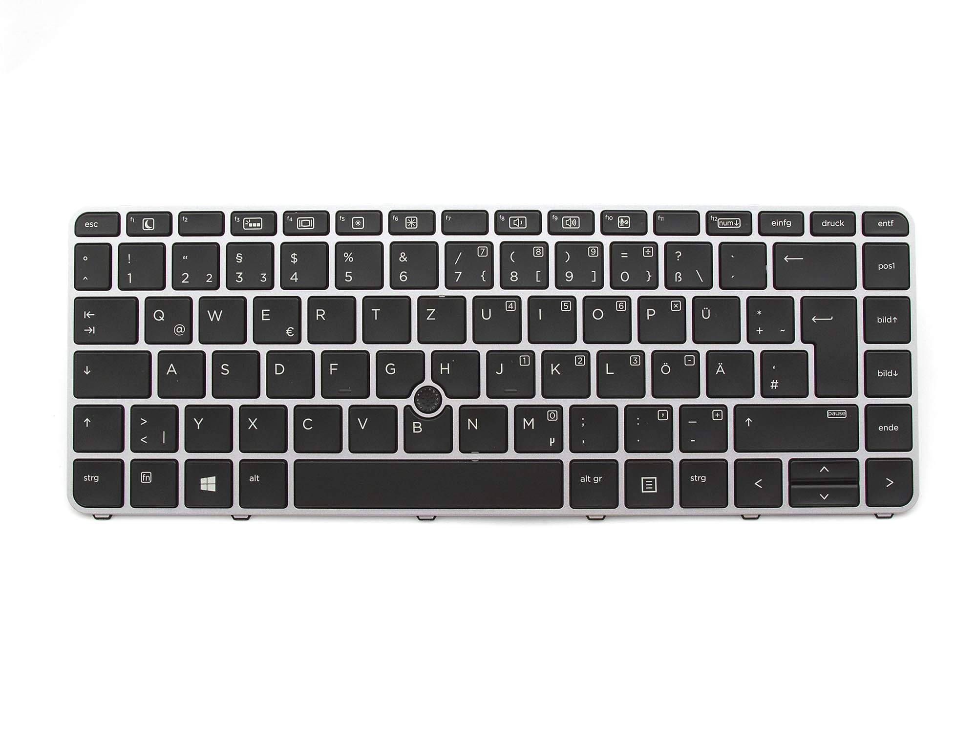 HP Tastatur DE (deutsch) schwarz/silber matt mit Backlight und Mouse-Stick Original für HP EliteBook