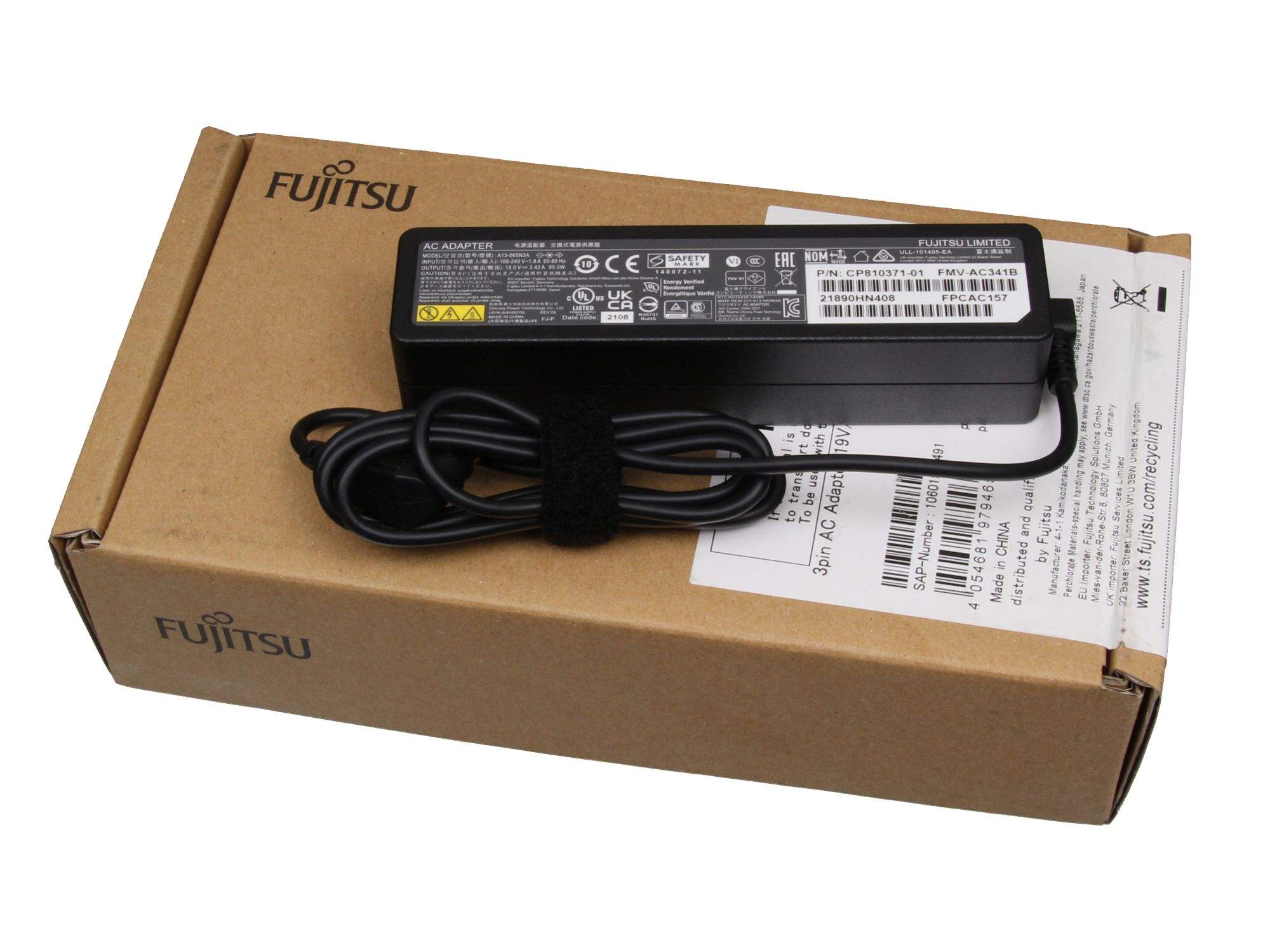 FUJITSU Slim AC Adapter - Netzteil - 65 Watt - für LIFEBOOK E734, E744, E754, S935, T725, T935, U745