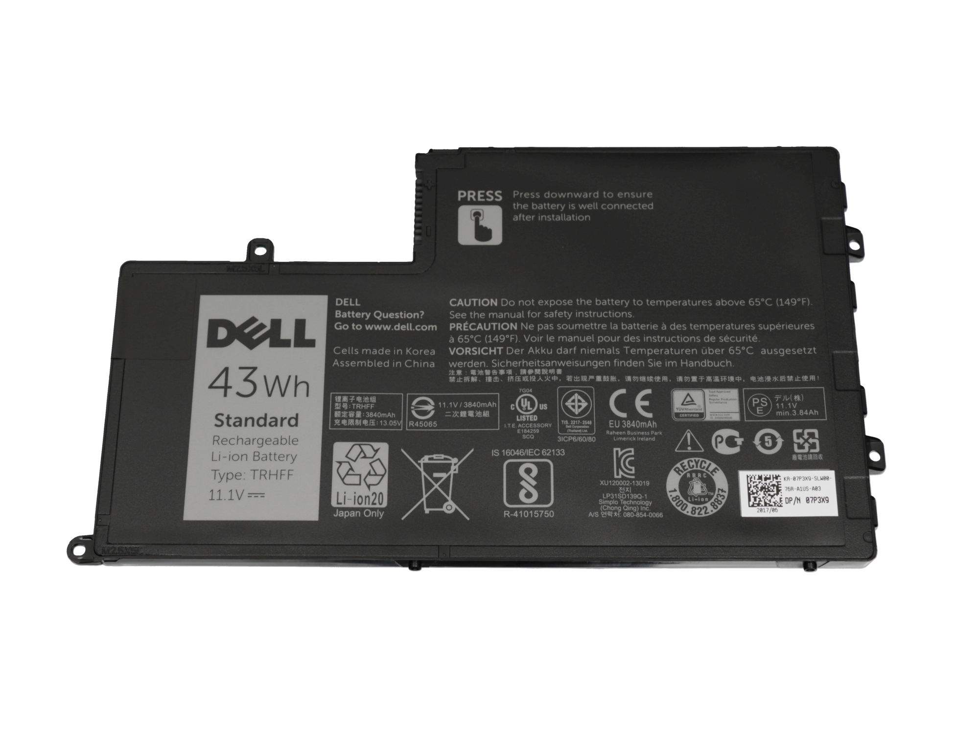 DELL Battery 43WHR 3 Cell Lithium