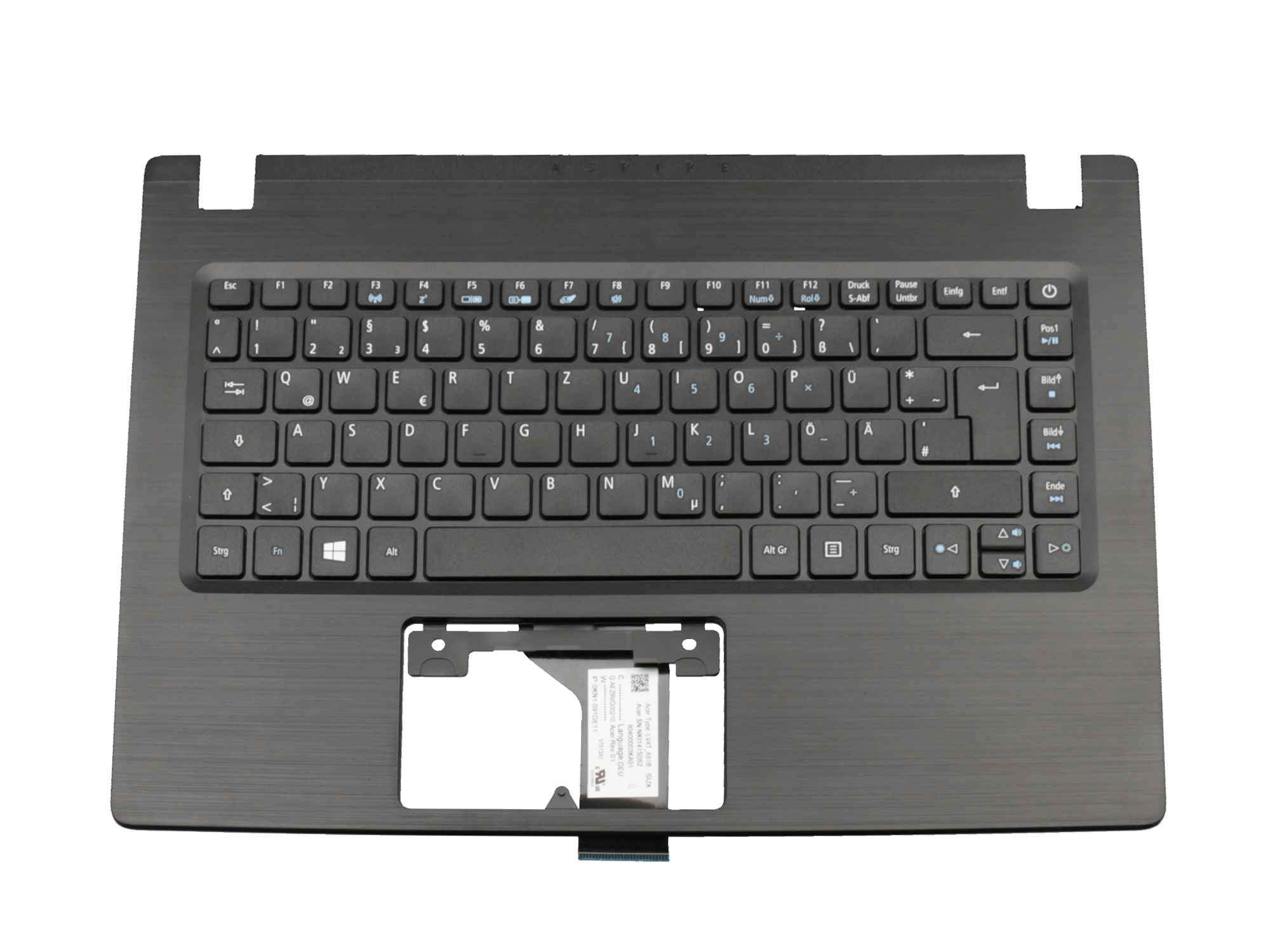 ACER Tastatur inkl. Topcase DE (deutsch) schwarz/schwarz Original für Acer Aspire 1 (A114-31) Serie