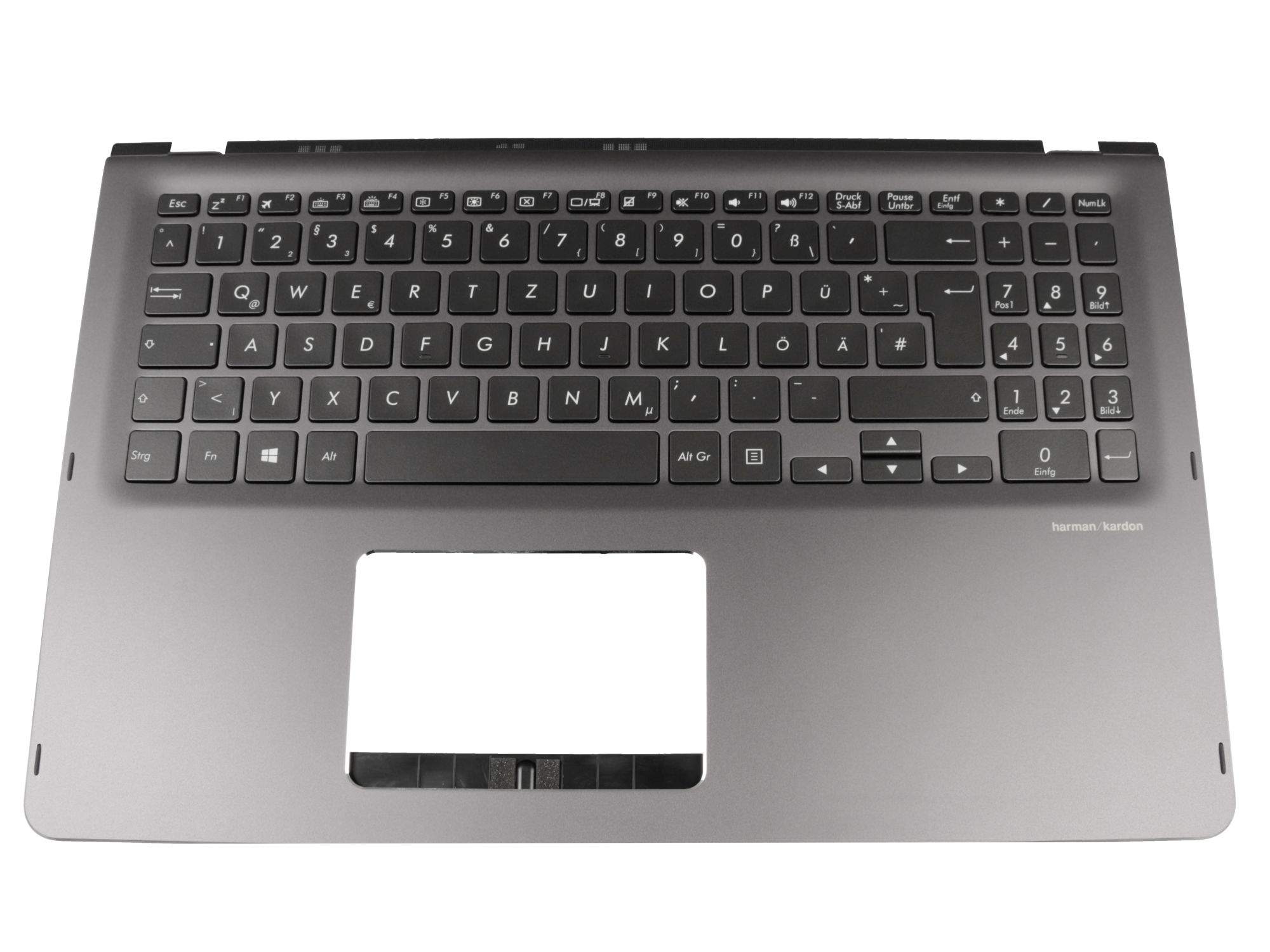 ASUS Tastatur inkl. Topcase DE (deutsch) schwarz/grau mit Backlight Original für Asus ZenBook Flip U