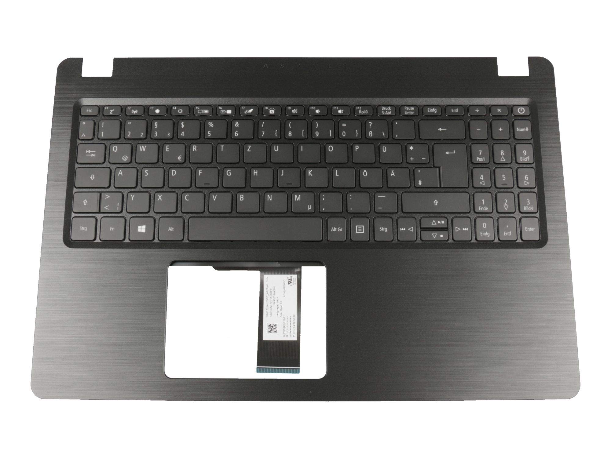 ACER Tastatur inkl. Topcase DE (deutsch) schwarz/schwarz mit Backlight Original für Acer Aspire 5 (A