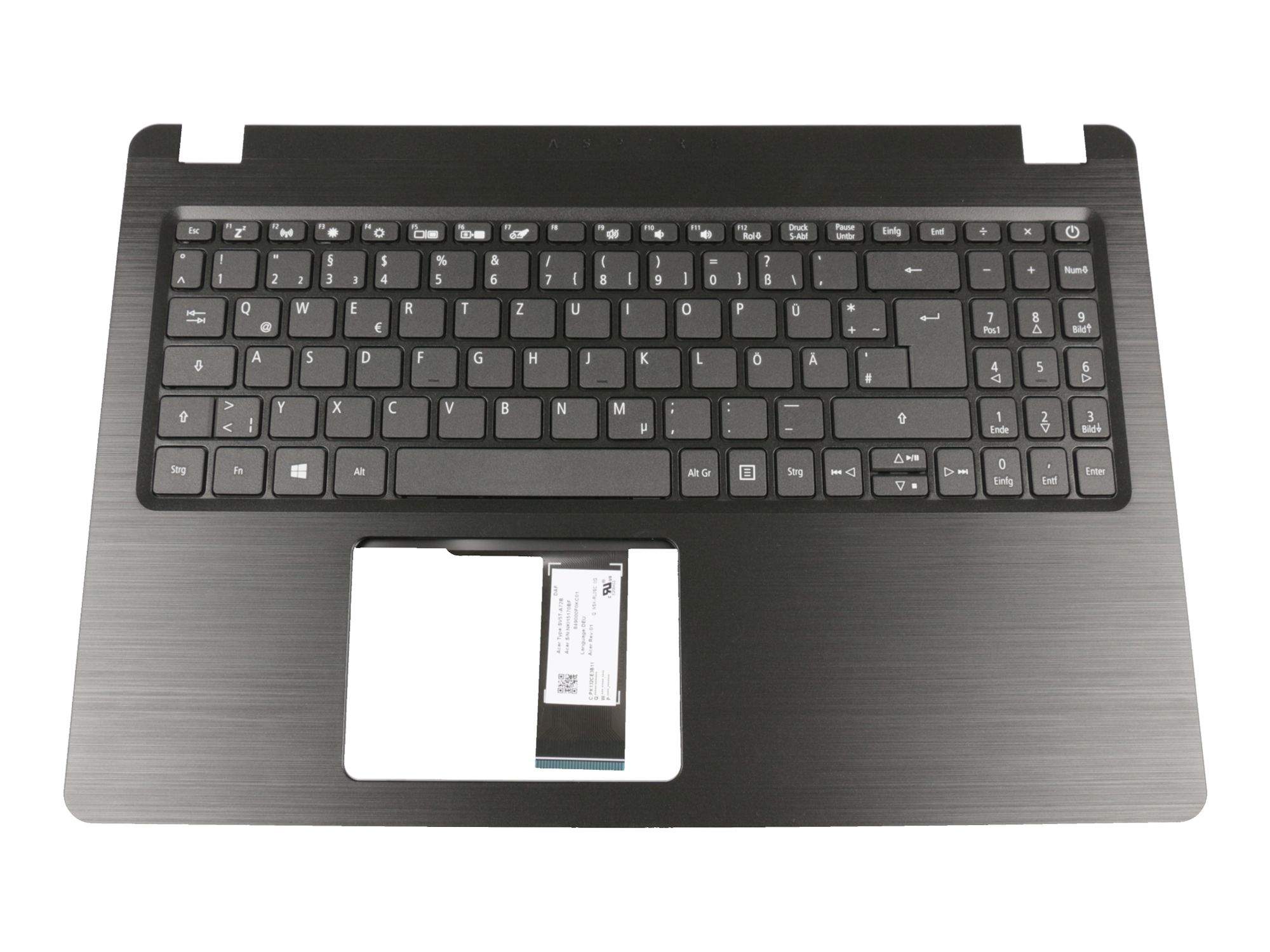 ACER Tastatur inkl. Topcase DE (deutsch) schwarz/schwarz Original für Acer Aspire 5 (A515-52G) Serie