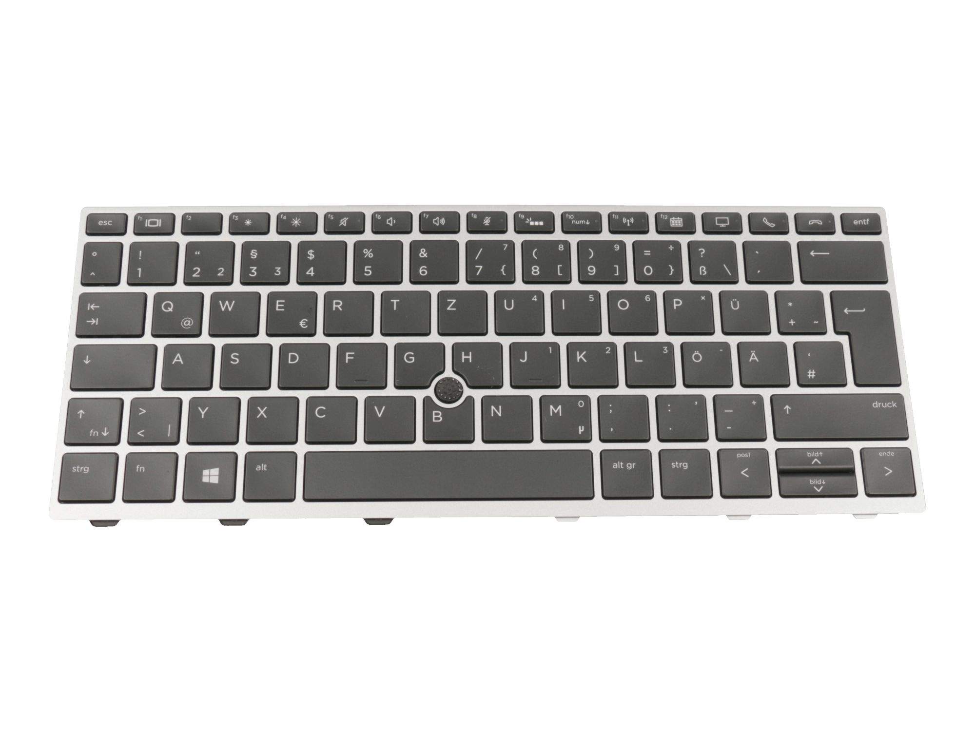 HP Tastatur DE (deutsch) schwarz/silber mit Backlight und Mouse-Stick Original für HP EliteBook 830