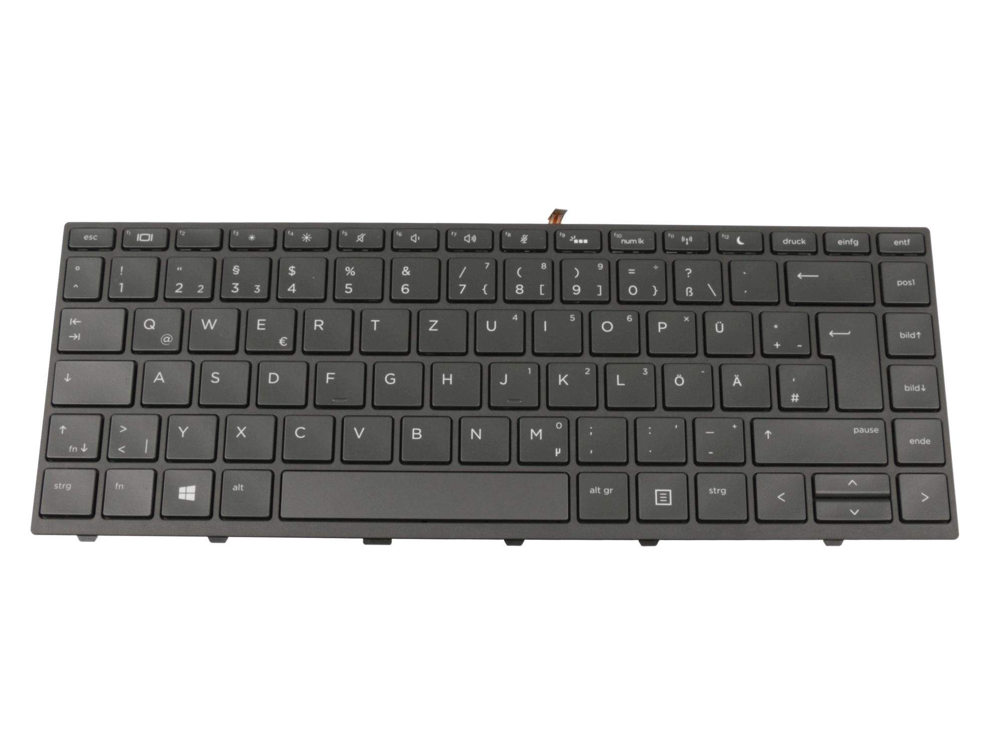 HP Tastatur DE (deutsch) schwarz/schwarz matt mit Backlight ohne Numpad Original für HP ProBook 430