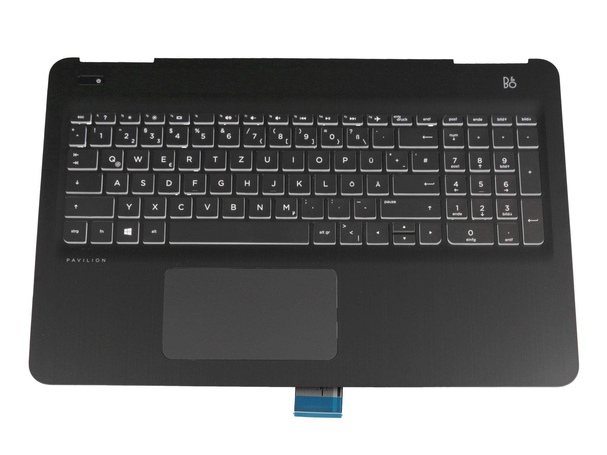 HP Tastatur inkl. Topcase DE (deutsch) schwarz/schwarz Original für HP Pavilion 15-bc300 Serie