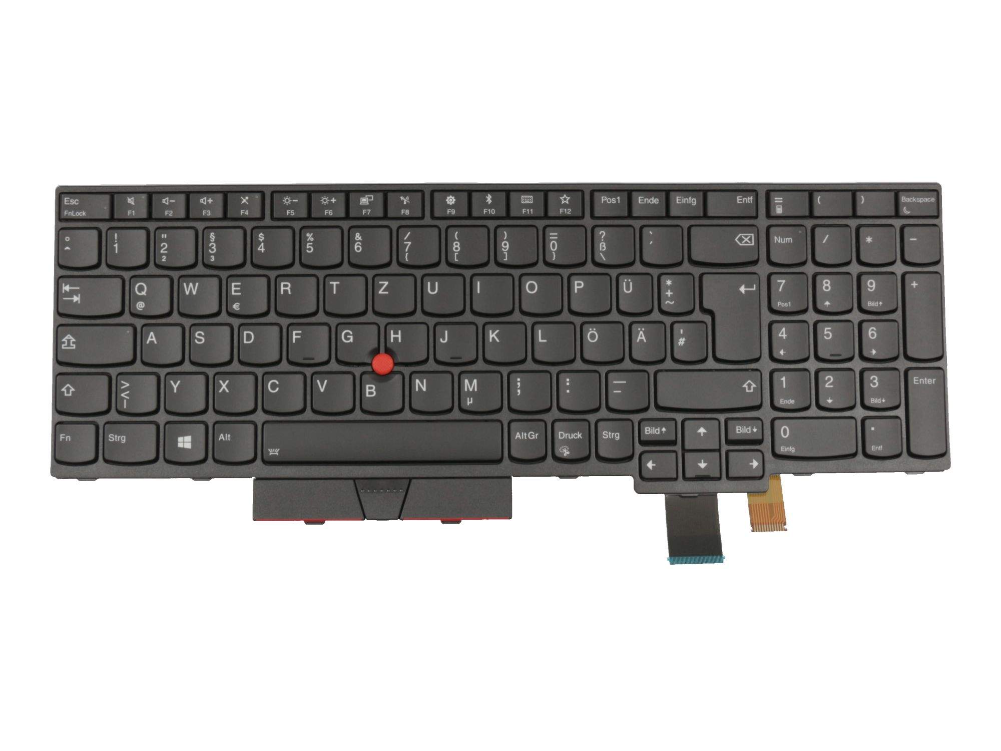 LENOVO Tastatur DE (deutsch) schwarz/schwarz mit Backlight und Mouse-Stick für Lenovo ThinkPad T570