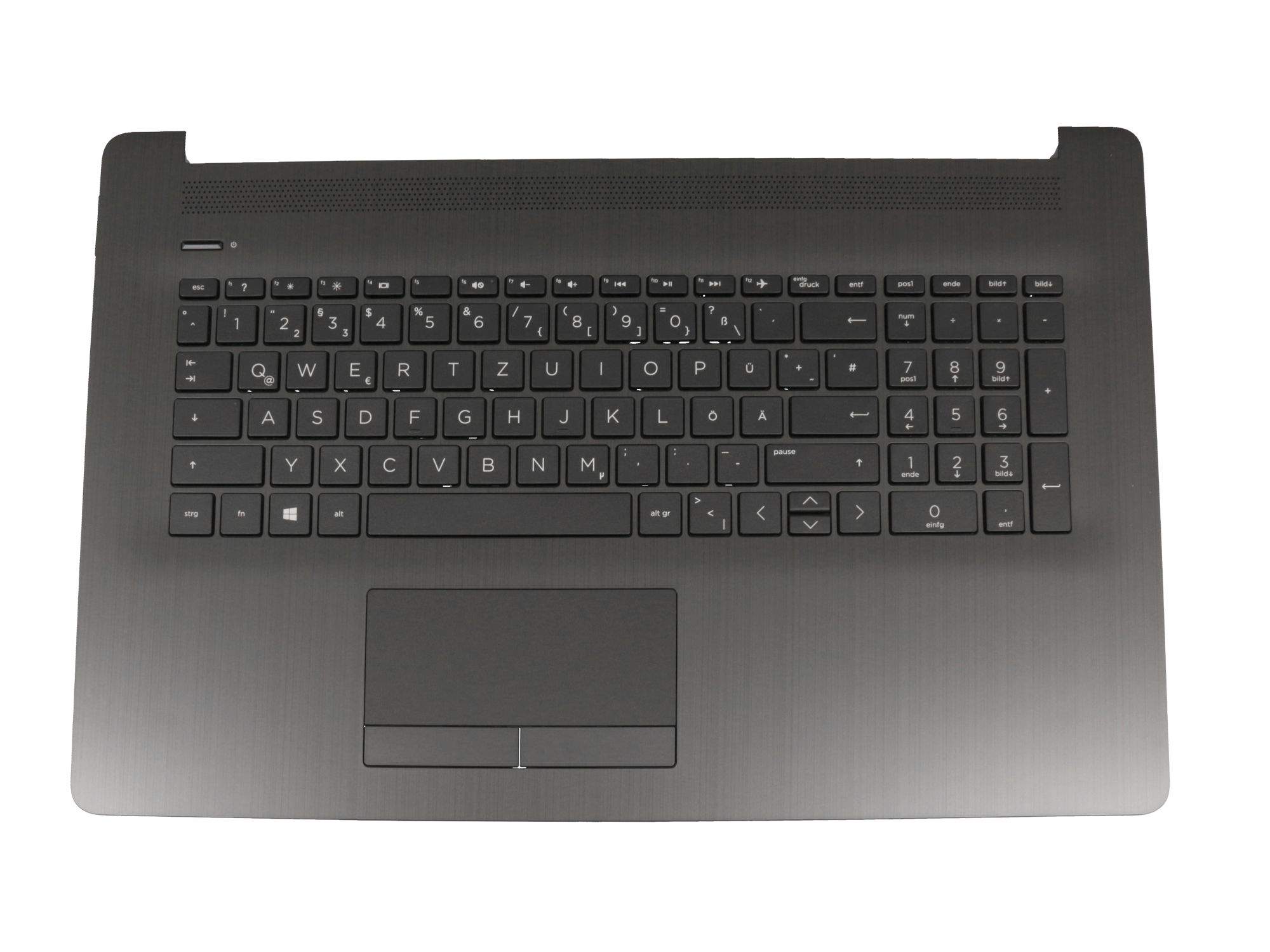 HP Tastatur inkl. Topcase DE (deutsch) schwarz/schwarz (gebürstet) Original für HP 17-ca0000 Serie