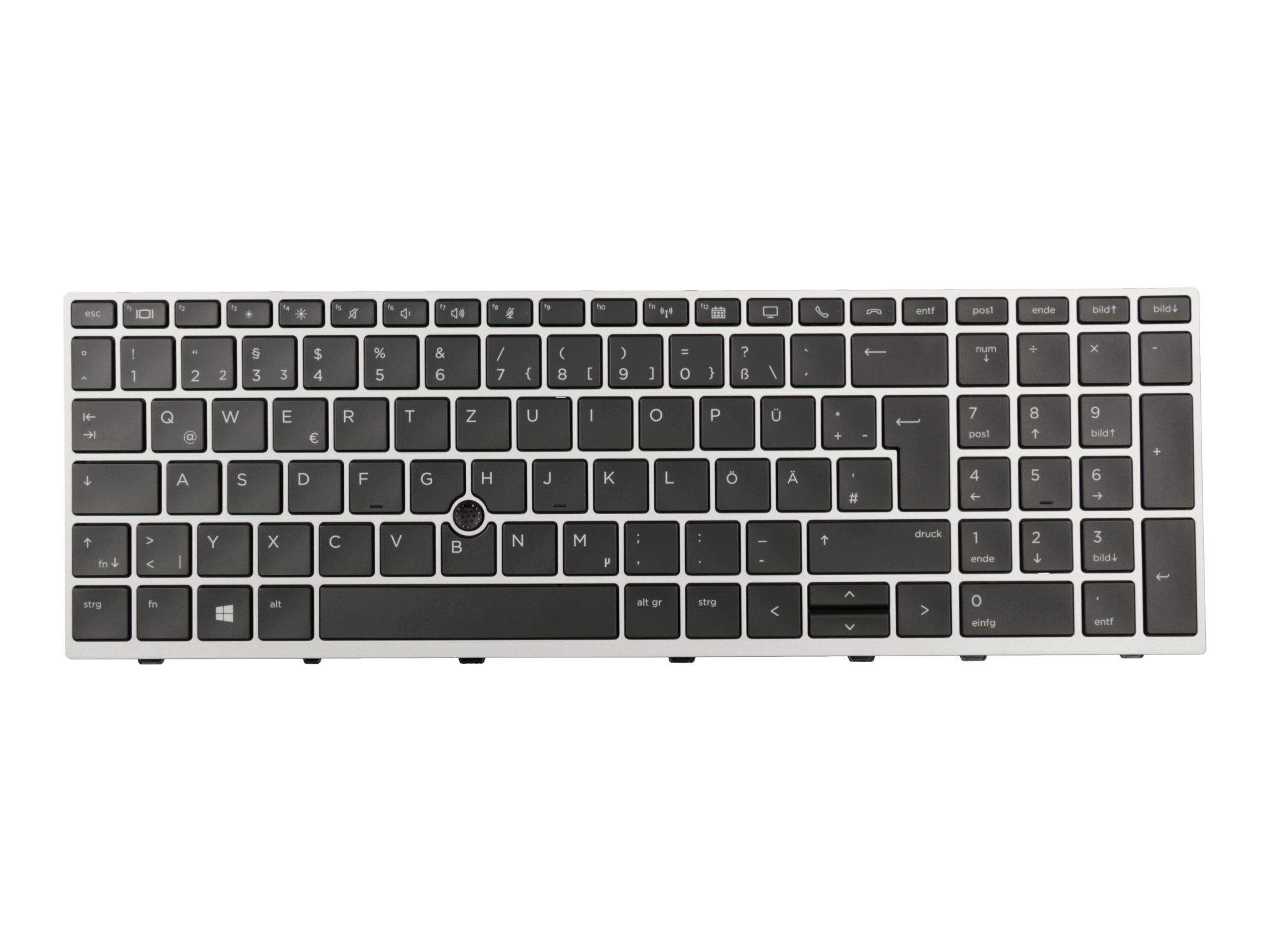 HP Tastatur DE (deutsch) schwarz/silber mit Mouse-Stick Original für HP EliteBook 850 G5 Serie