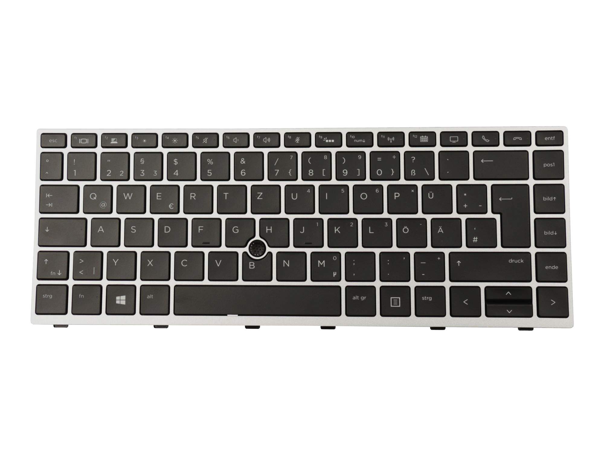 HP 6037B0138504 Tastatur DE (deutsch) schwarz/silber mit Backlight und Mouse-Stick (Privacy) Origina