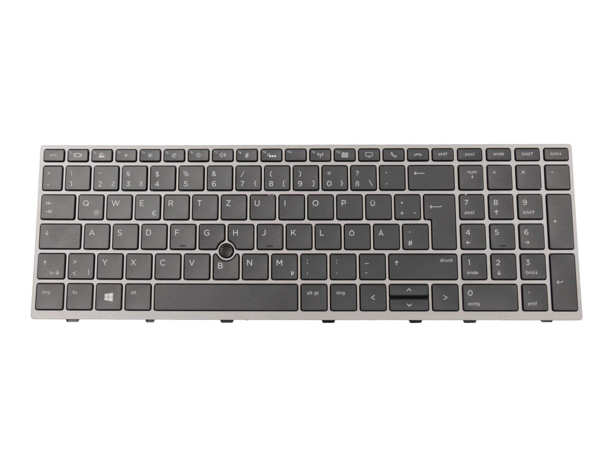 HP 6037B0150204 Tastatur DE (deutsch) schwarz/grau mit Backlight und Mouse-Stick (SureView) Original