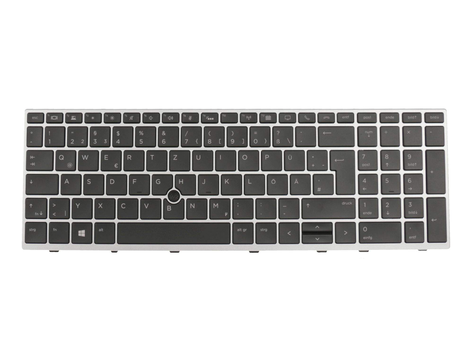 HP Tastatur DE (deutsch) schwarz/silber mit Backlight und Mouse-Stick Original für HP EliteBook 850