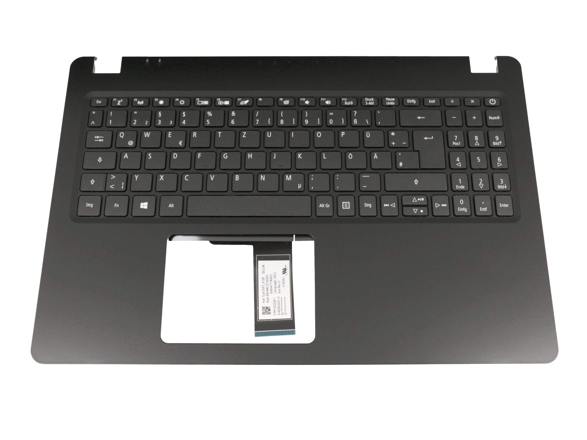 ACER Tastatur inkl. Topcase DE (deutsch) schwarz/schwarz Original für Acer Aspire 3 (A315-54) Serie