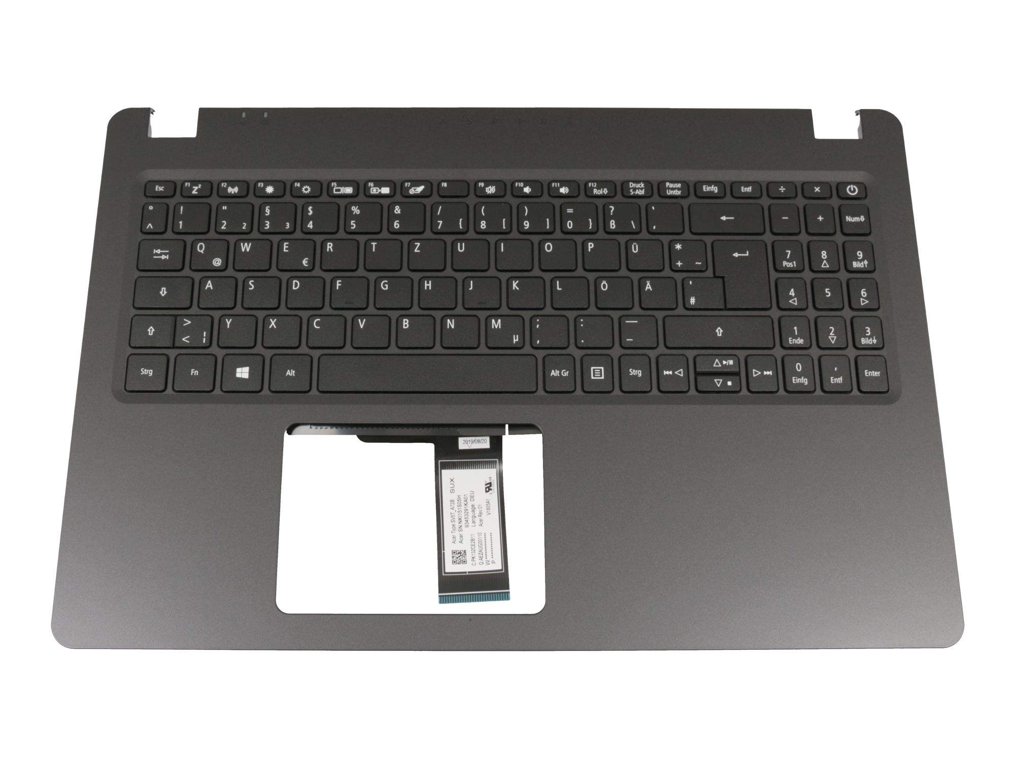 ACER Tastatur inkl. Topcase DE (deutsch) schwarz/schwarz Original für Acer Aspire 5 (A515-43) Serie