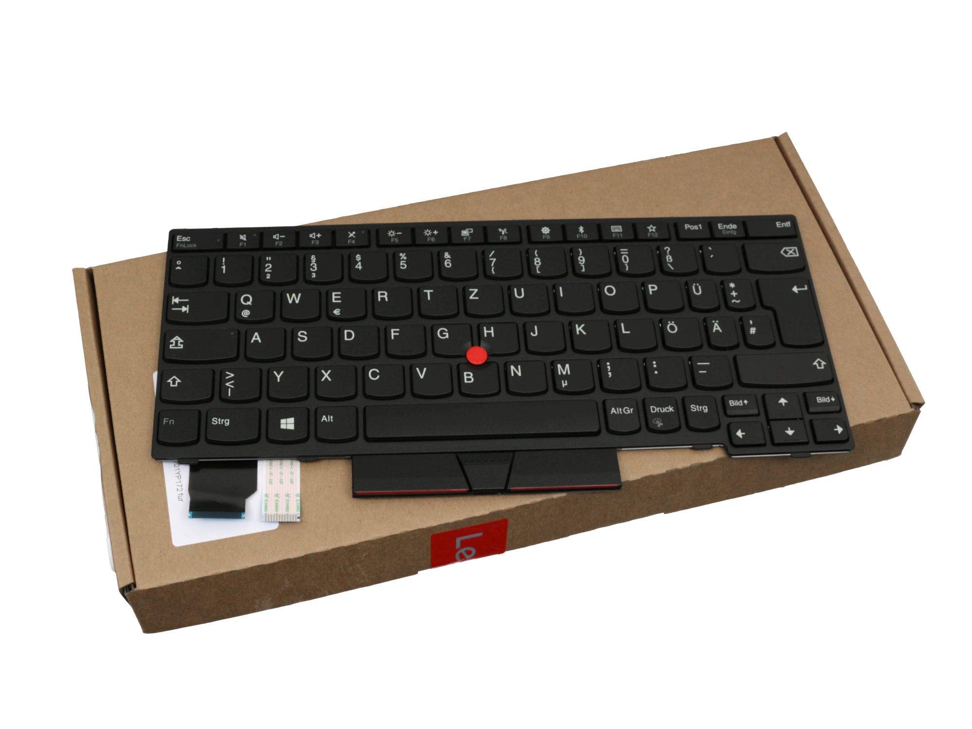 LENOVO Tastatur DE (deutsch) schwarz/schwarz mit Mouse-Stick Original für Lenovo ThinkPad X280 (20KF