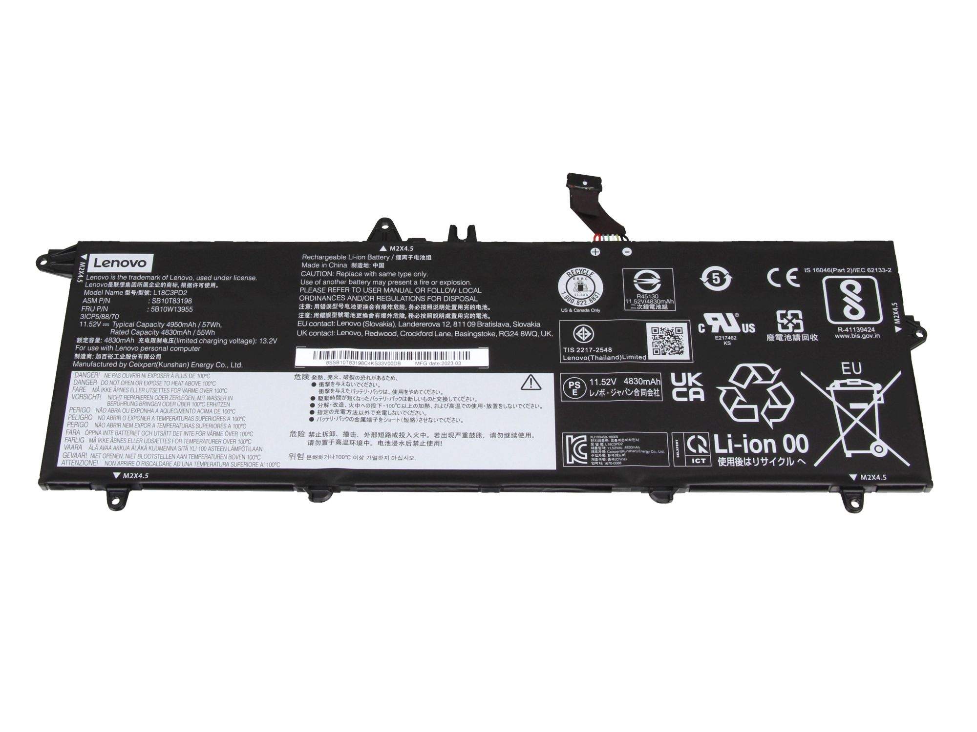 LENOVO Akku 57Wh Original für Lenovo ThinkPad T490s (20NX/20NY) Serie