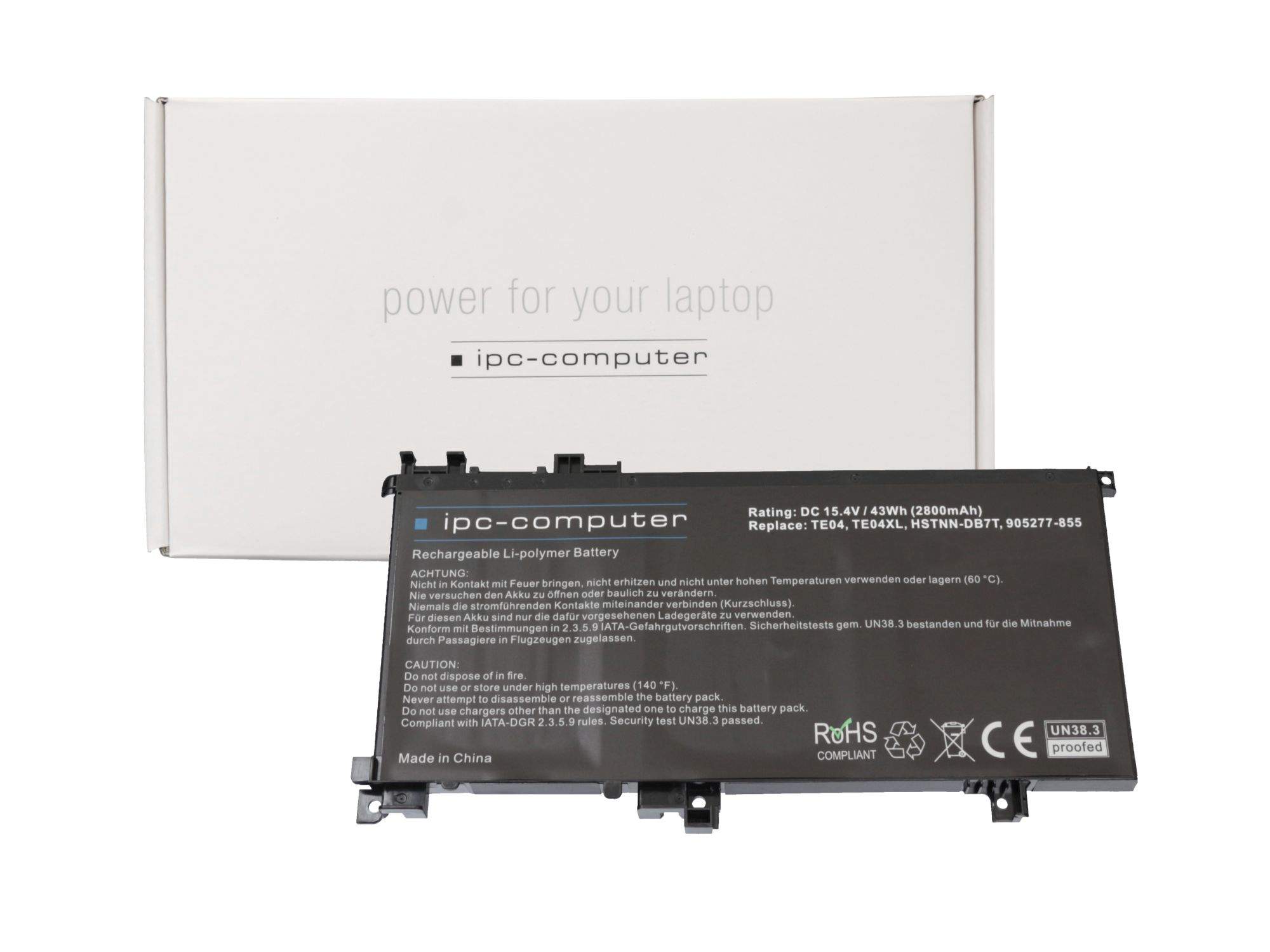HP IPC-Computer Akku 43Wh 15,4V für HP Pavilion 15-dp0300 Serie