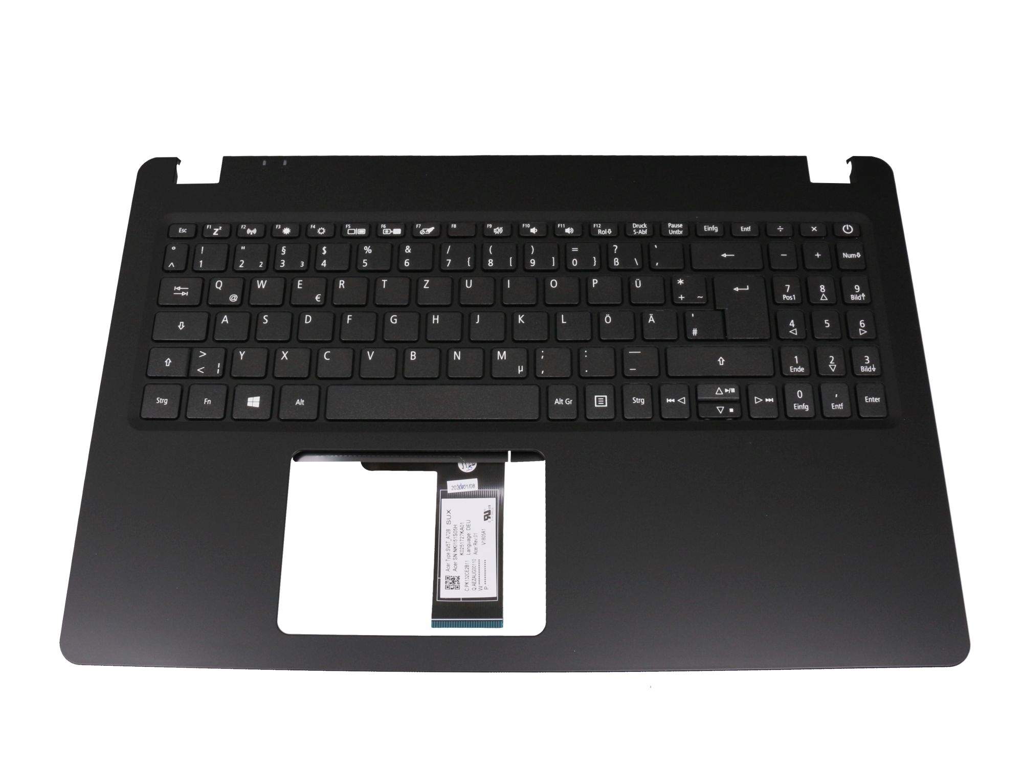 ACER Tastatur inkl. Topcase DE (deutsch) schwarz/schwarz Original für Acer Extensa 15 (EX215-51K) Se