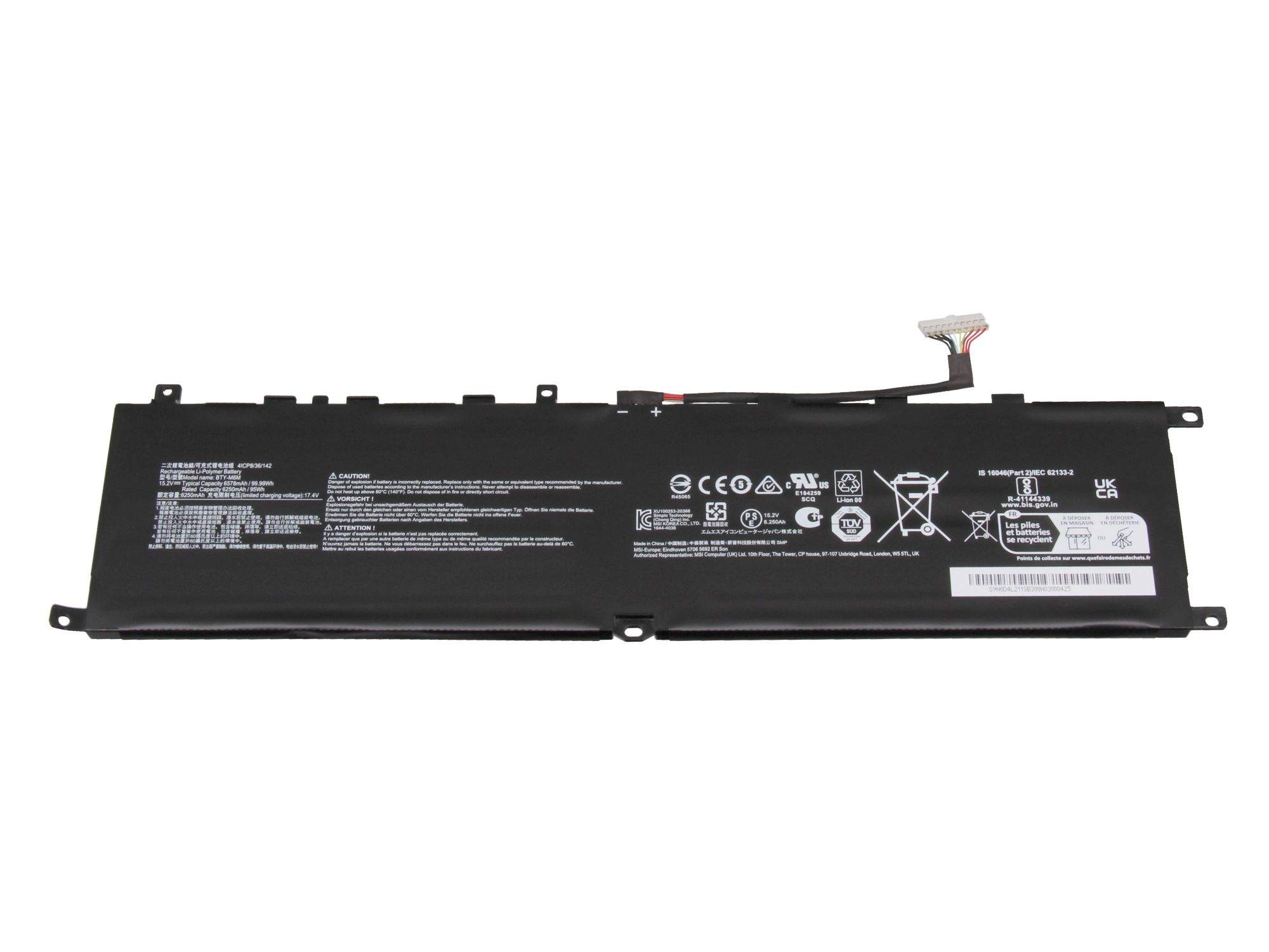 MSI Akku 95Wh Original für MSI GE76 Raider 10SFS (MS-17K1) Serie