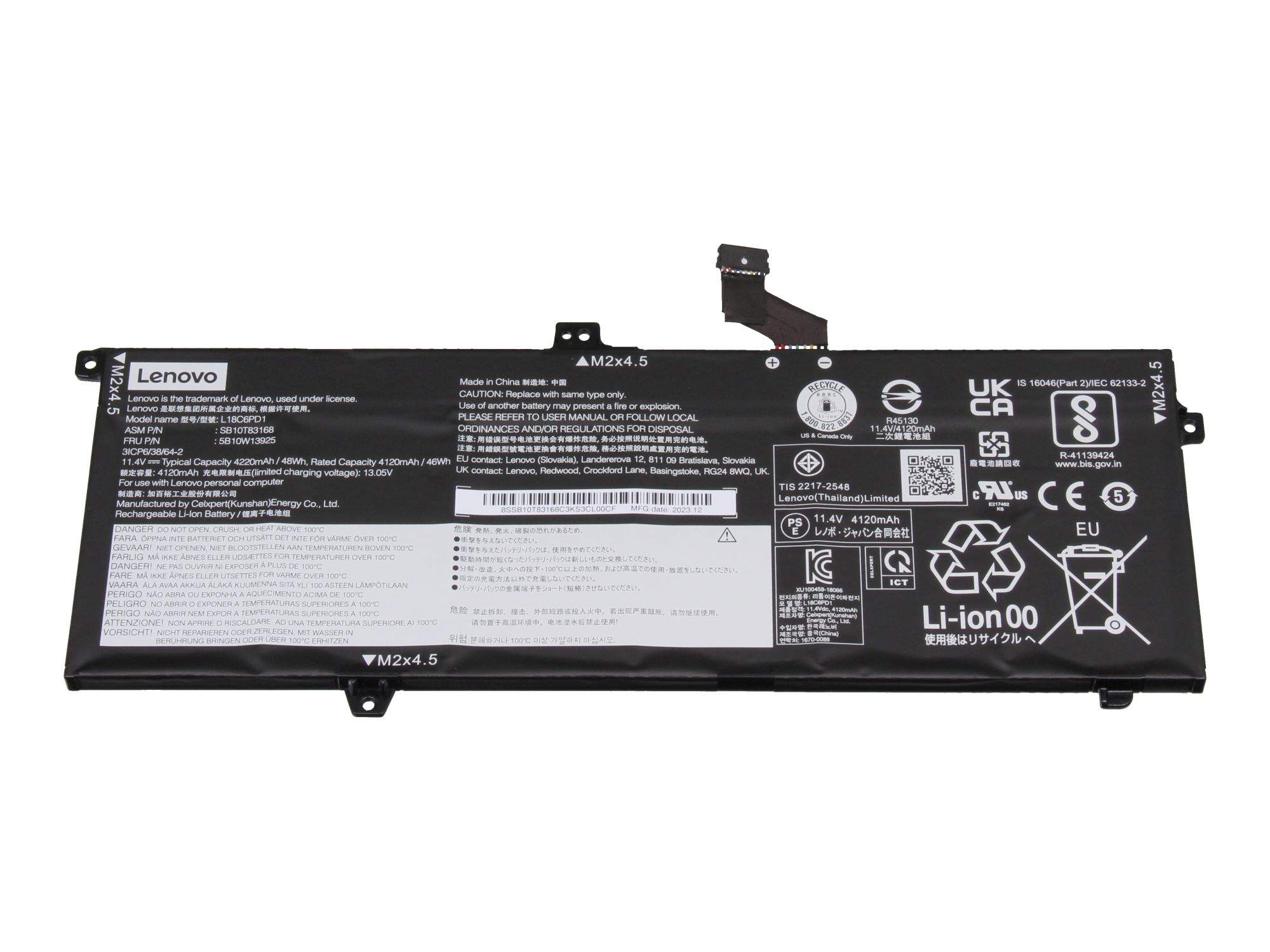 LENOVO 5B10W13923 Akku 48Wh Original