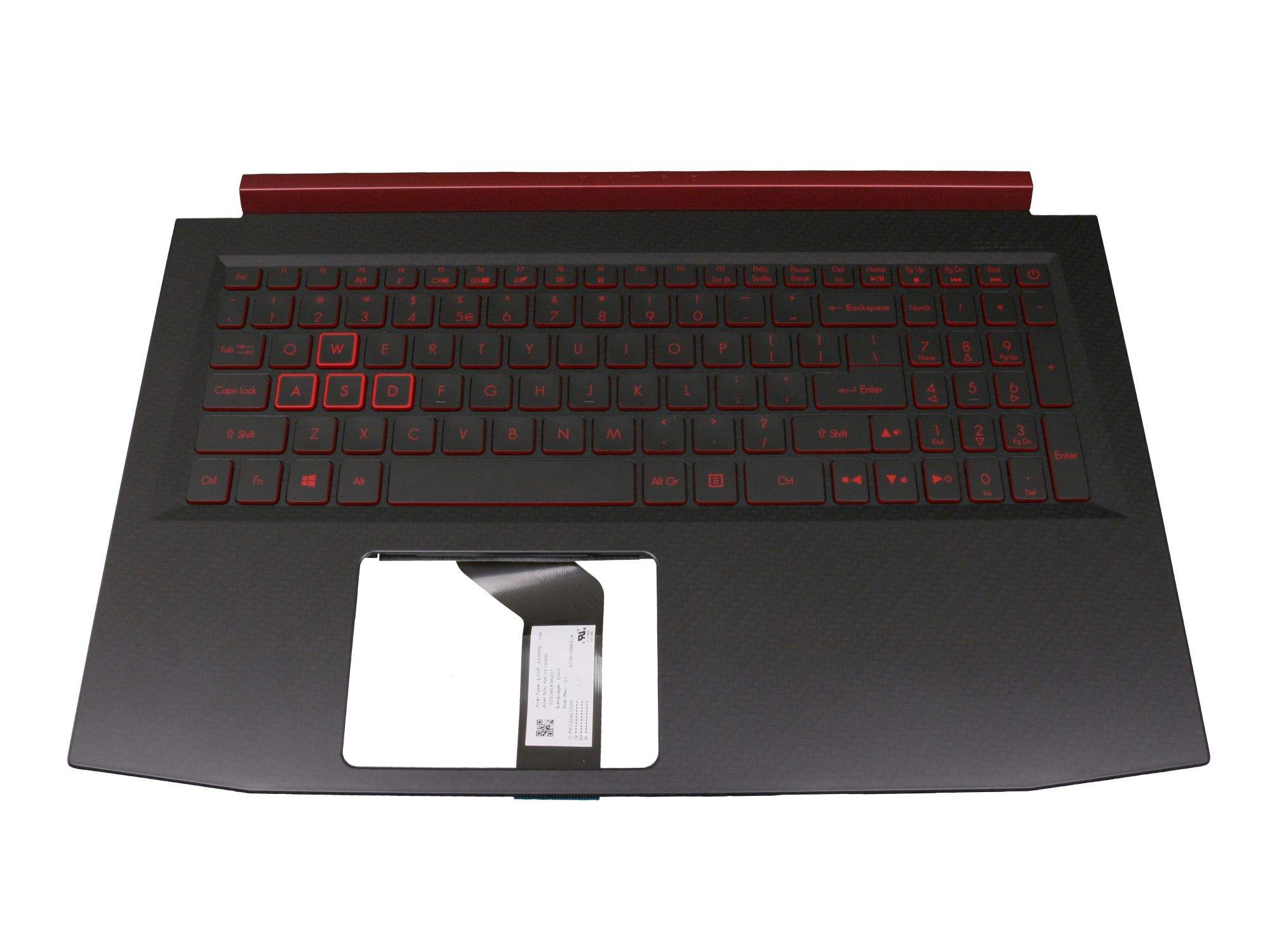 ACER Tastatur inkl. Topcase US (englisch) schwarz/rot/schwarz mit Backlight Original für Acer Nitro