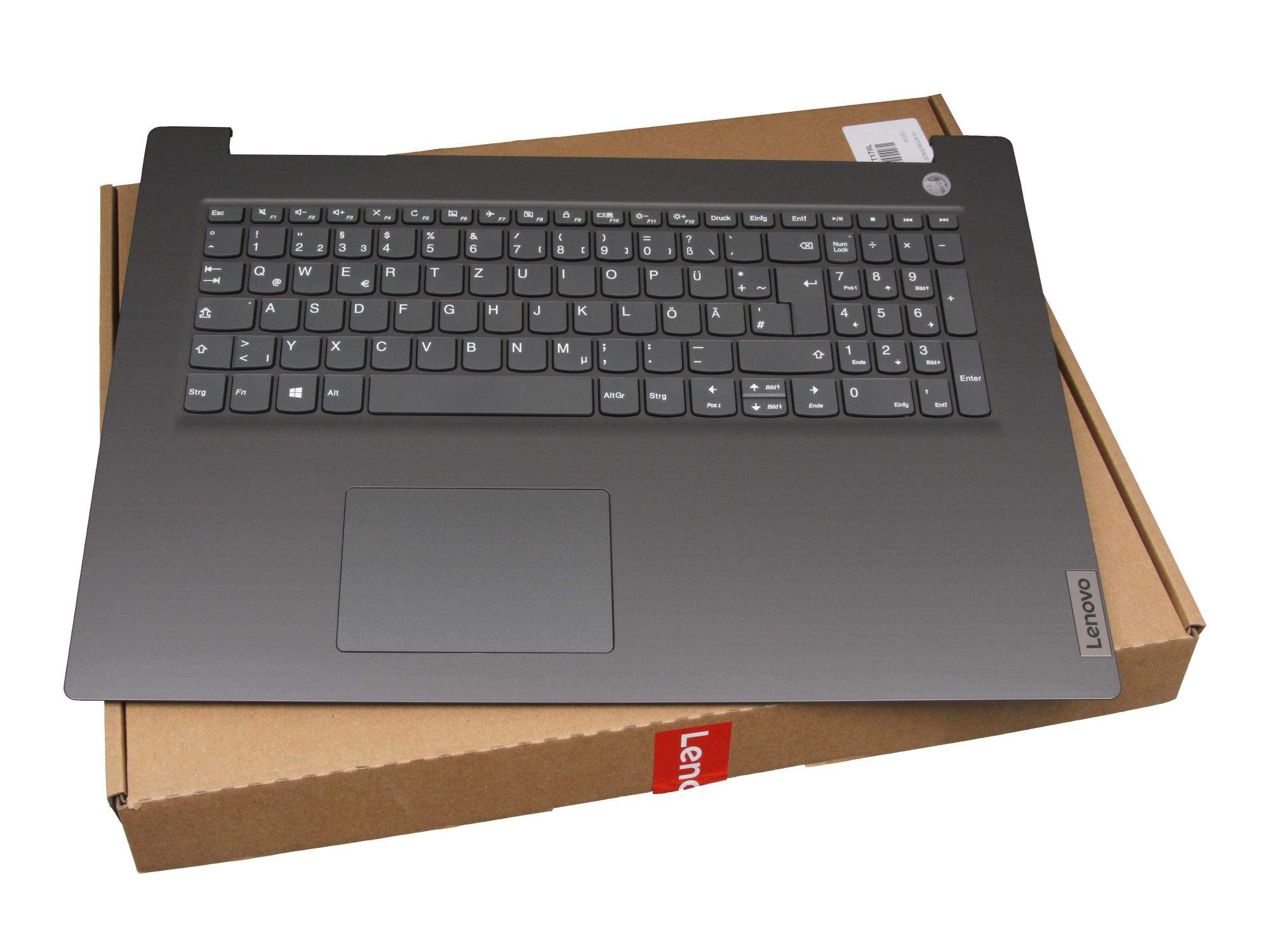 LENOVO Tastatur inkl. Topcase DE (deutsch) grau/schwarz Original für Lenovo V17-IIL (82GX) Serie