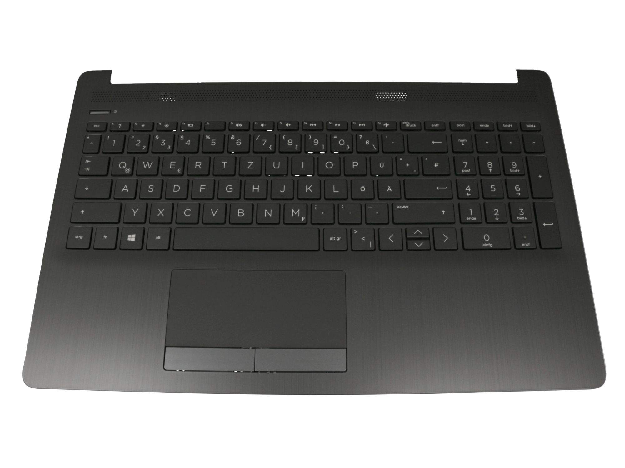 HP Tastatur inkl. Topcase DE (deutsch) schwarz/schwarz (gebürstete Metalloptik) für HP 15-db0000 Ser