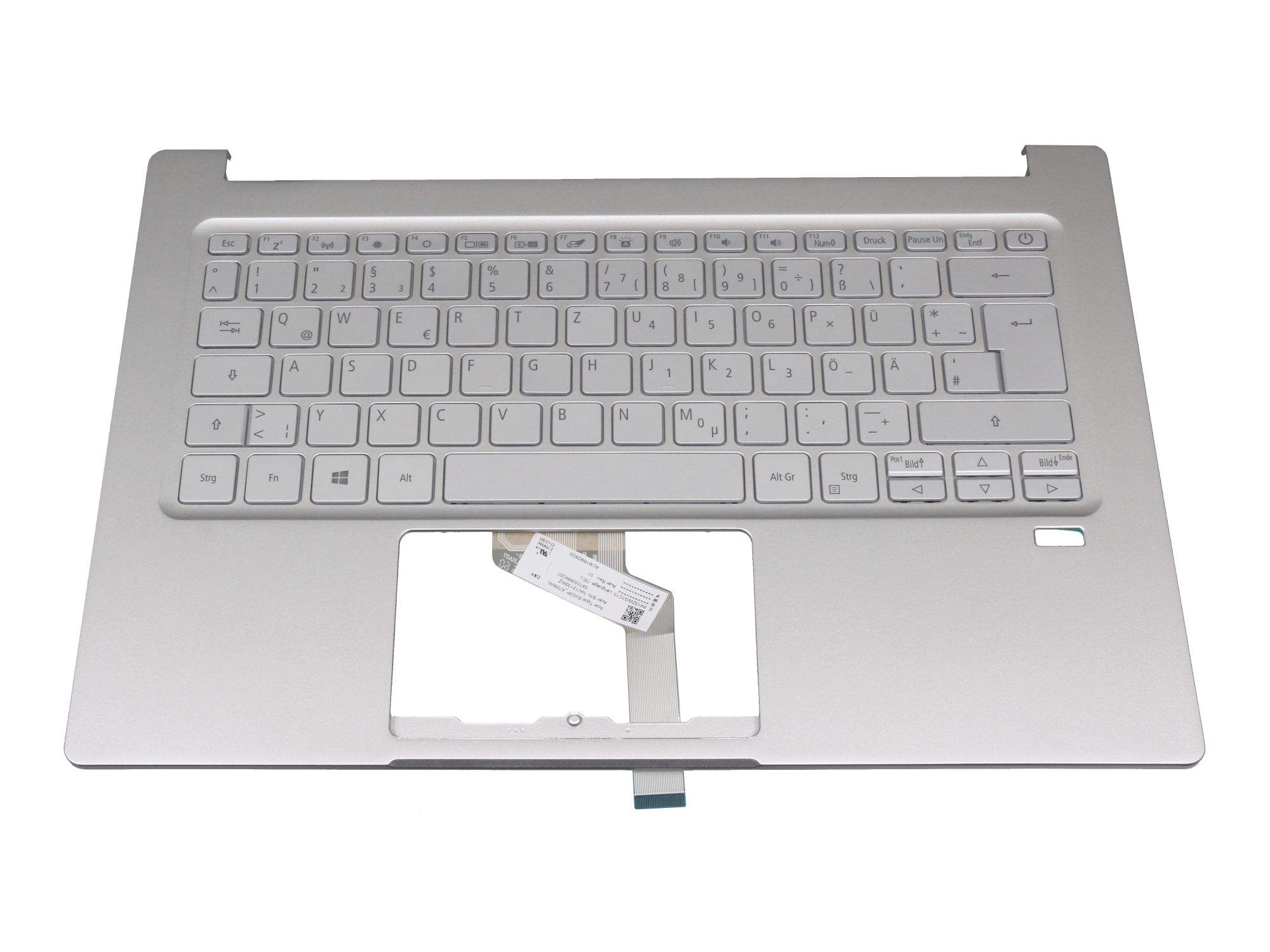 ACER Tastatur inkl. Topcase DE (deutsch) silber/silber mit Backlight Original für Acer Swift 3 (SF31