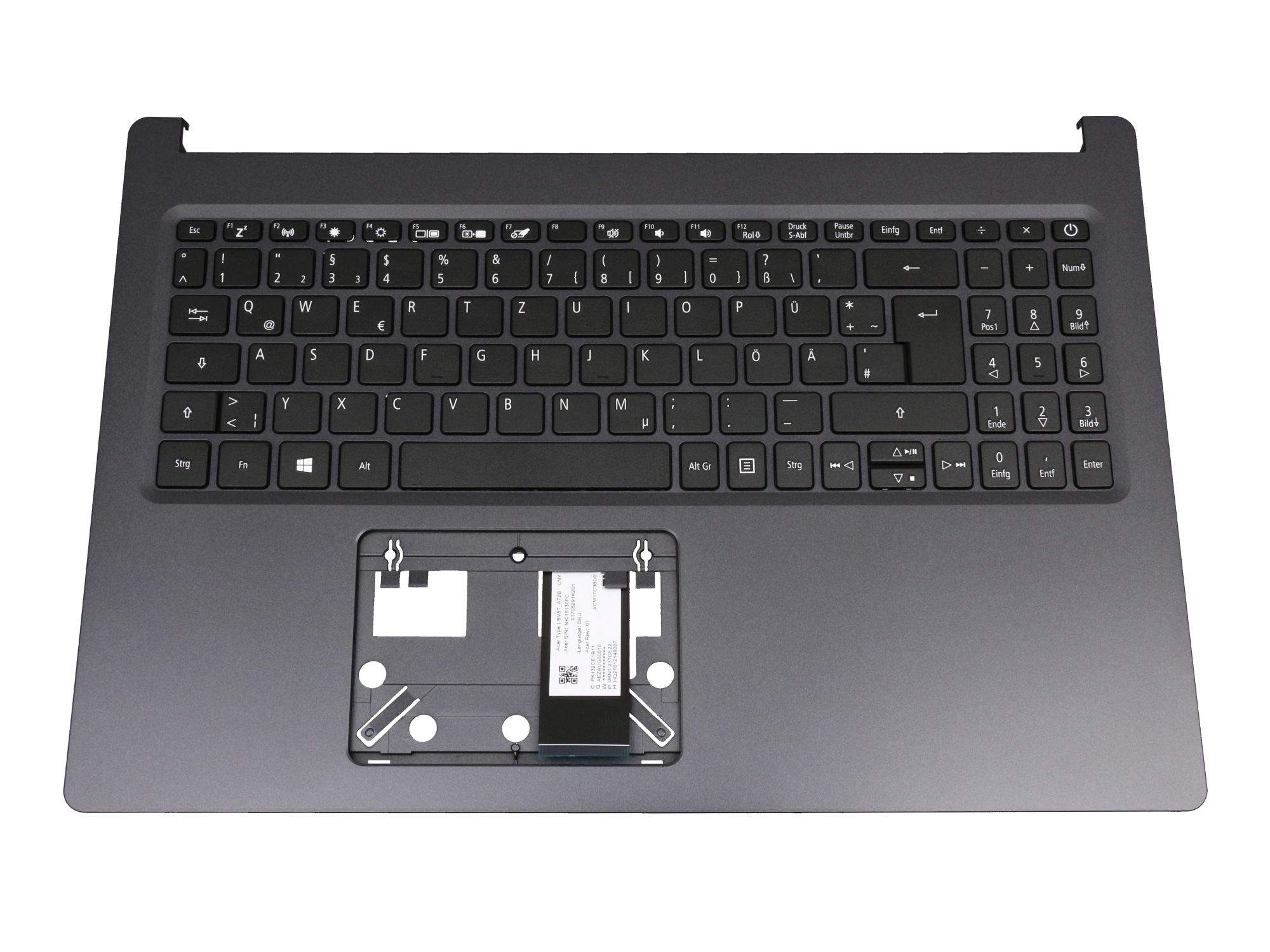 ACER Tastatur inkl. Topcase DE (deutsch) schwarz/schwarz für Acer Aspire 5 (A515-54G) Serie