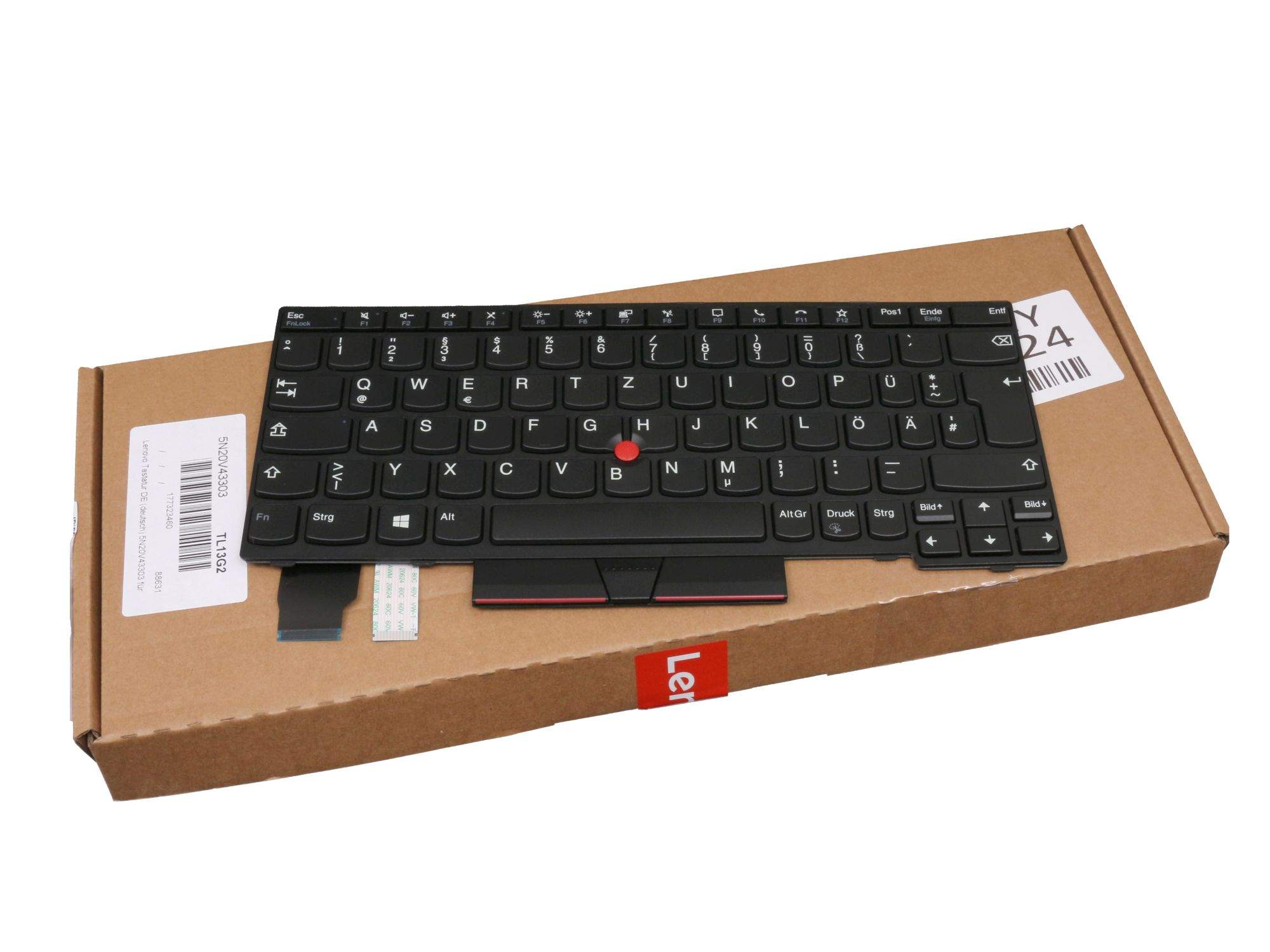 LENOVO Tastatur DE (deutsch) schwarz/schwarz mit Mouse-Stick für Lenovo ThinkPad X13 (20UF/20UG) Ser