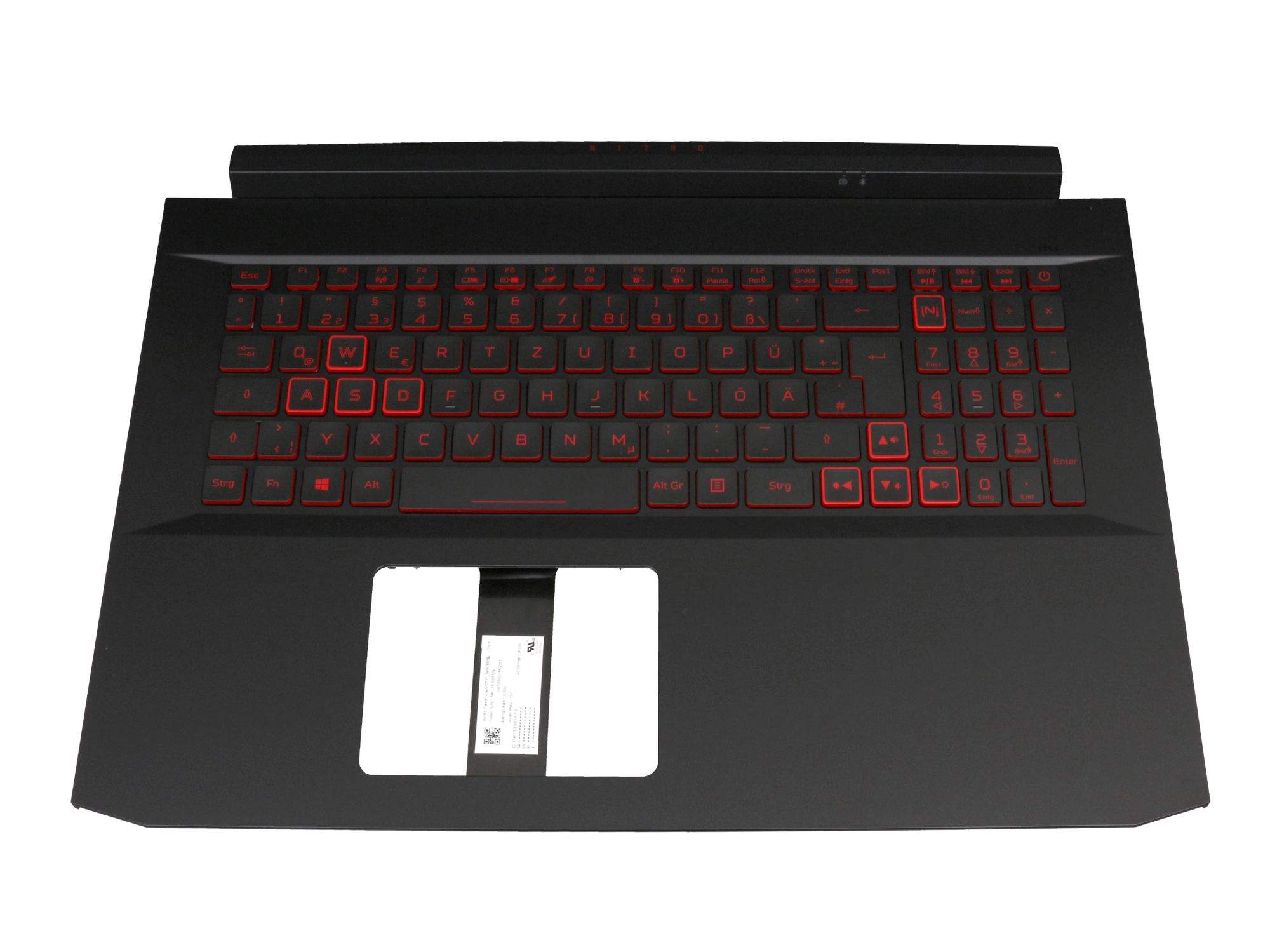 ACER Tastatur inkl. Topcase DE (deutsch) schwarz/schwarz mit Backlight (GTX 1650) für Acer Nitro 5 (