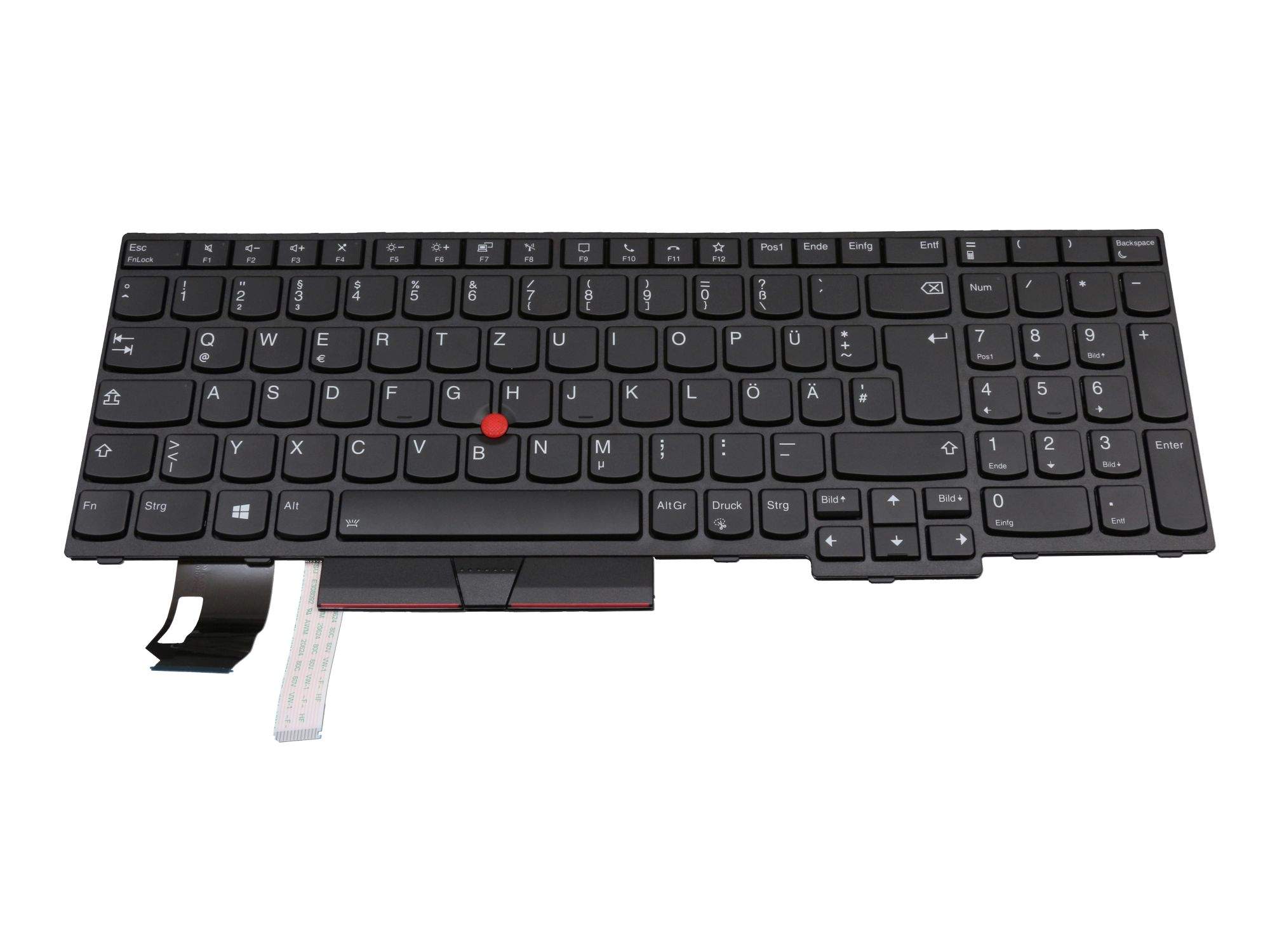 LENOVO Tastatur DE (deutsch) schwarz/schwarz mit Backlight und Mouse-Stick für Lenovo P15s Gen. 2 (2