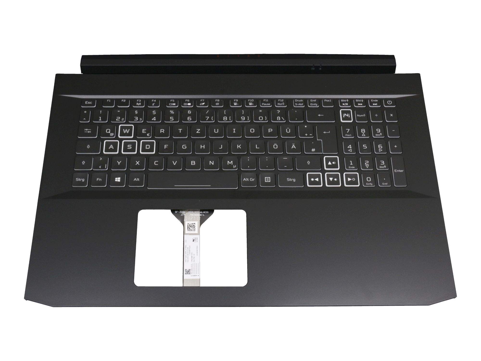 ACER Tastatur inkl. Topcase DE (deutsch) schwarz/schwarz mit Backlight für Acer Nitro 5 (AN517-52) S