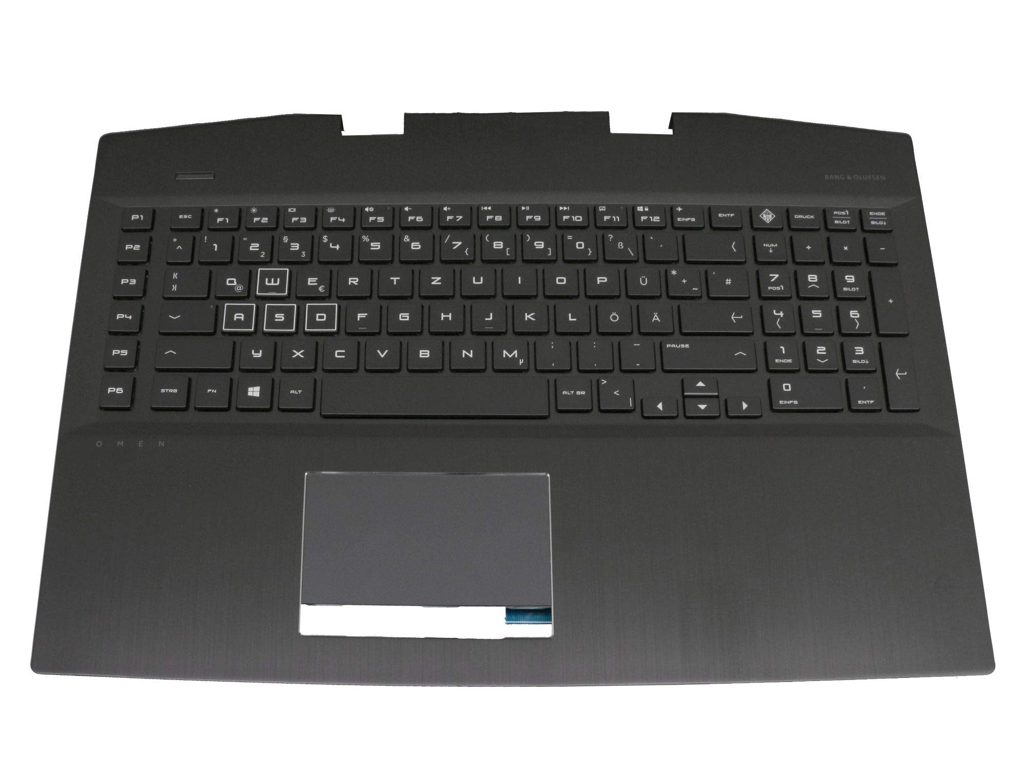 HP Tastatur inkl. Topcase DE (deutsch) schwarz/schwarz mit Backlight für HP Omen 17-cb0000 Serie