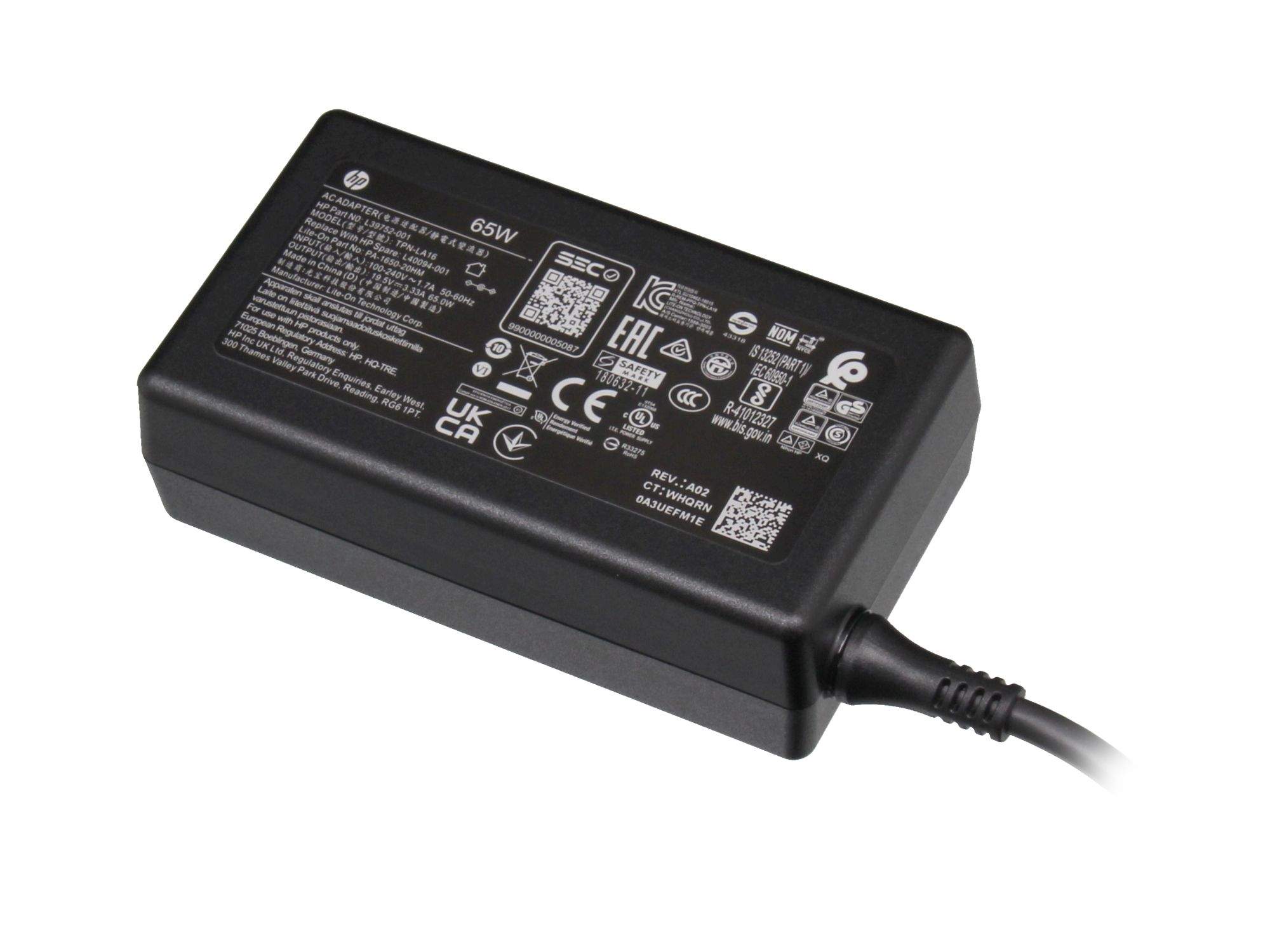 HP External 65 W (19.5 V, 3.3 A)