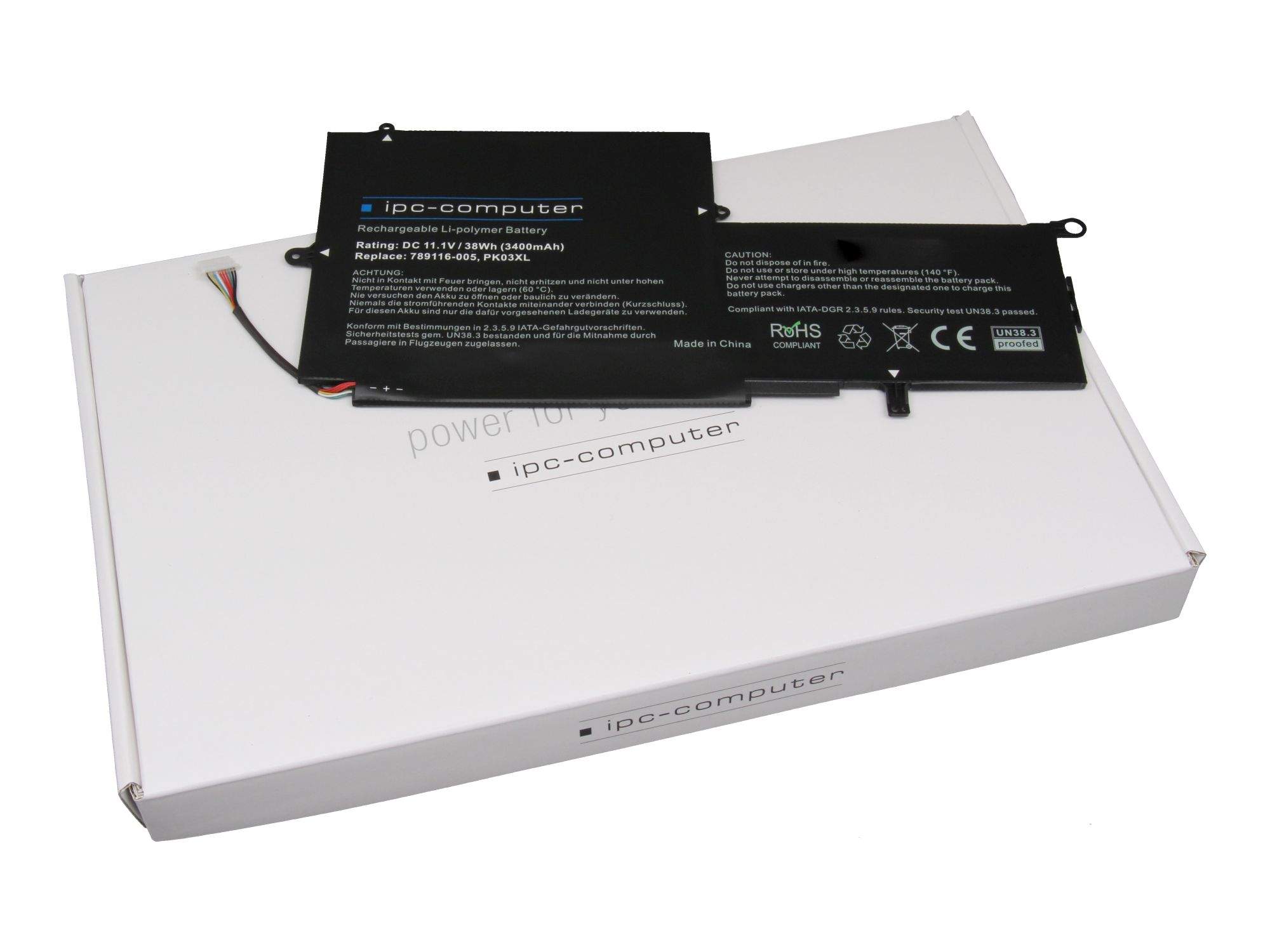 HP IPC-Computer Akku 41Wh für HP Spectre Pro x360 G2 Serie