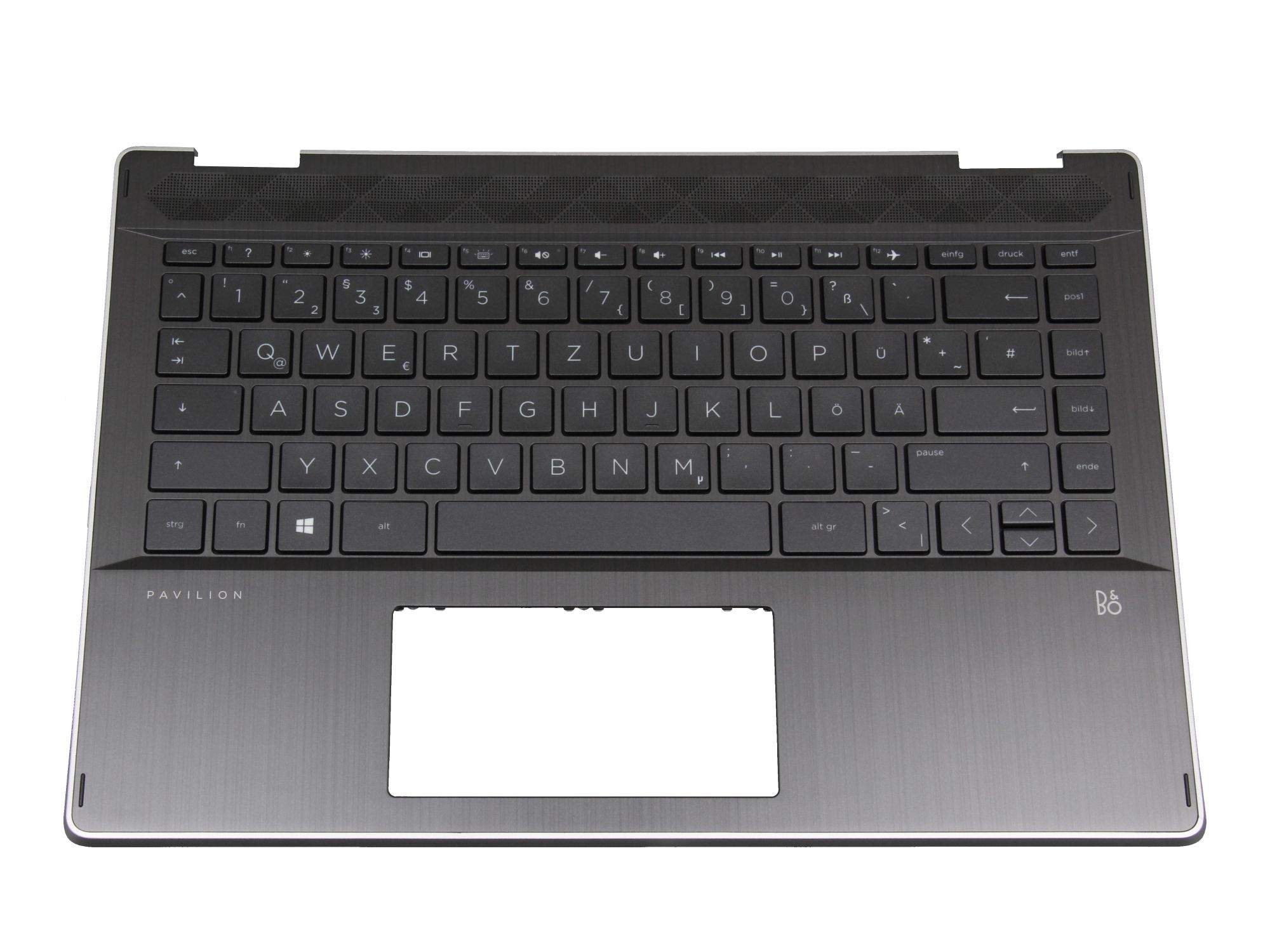 HP Tastatur inkl. Topcase DE (deutsch) schwarz/schwarz mit Backlight für HP Pavilion x360 14-dh0400