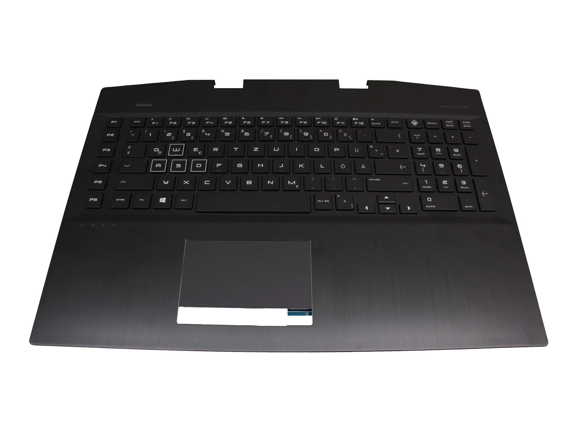 HP Tastatur inkl. Topcase DE (deutsch) schwarz/schwarz mit Backlight für HP Omen 17-cb1000